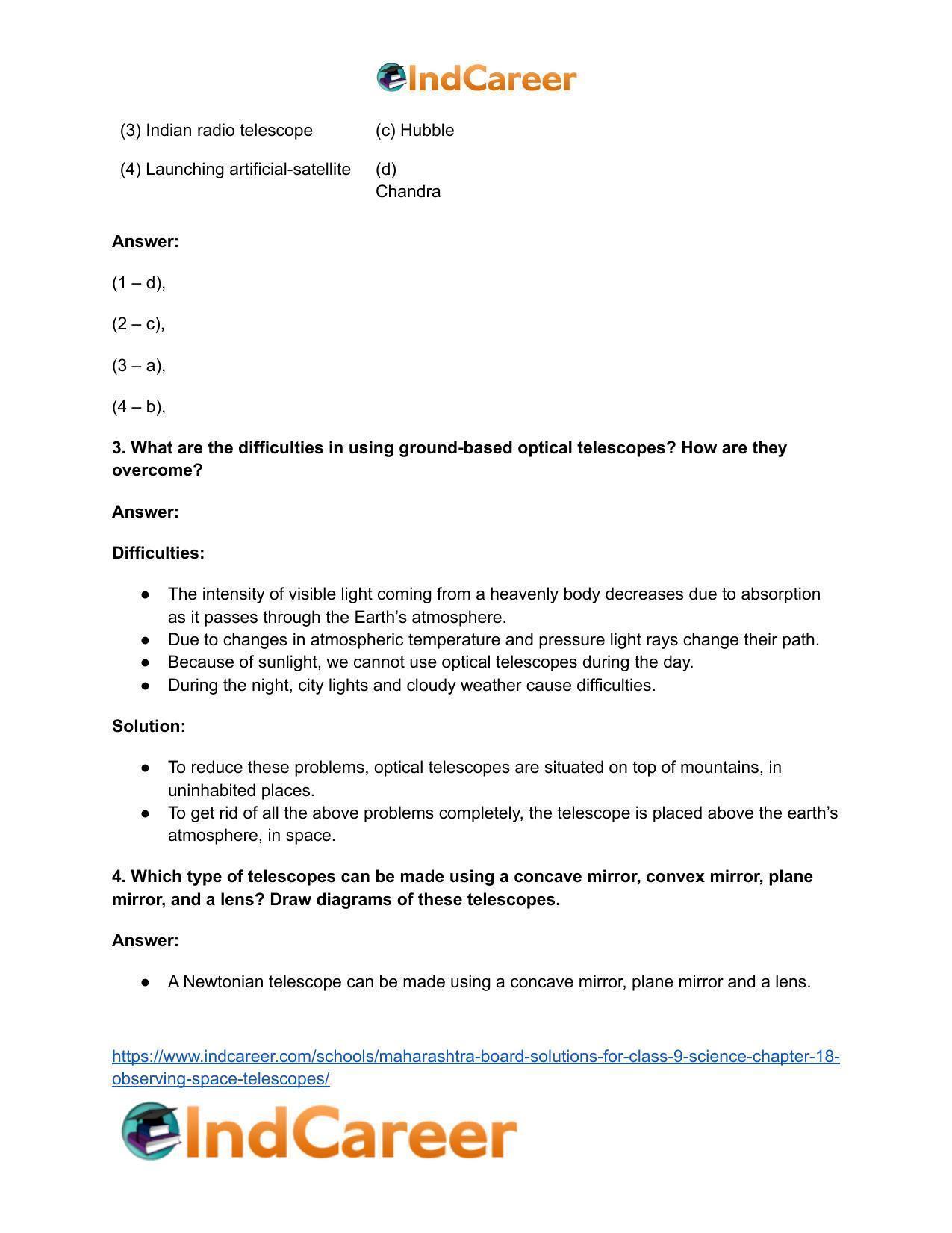 Maharashtra Board Solutions for Class 9- Science: Chapter 18- Observing Space: Telescopes - Page 3