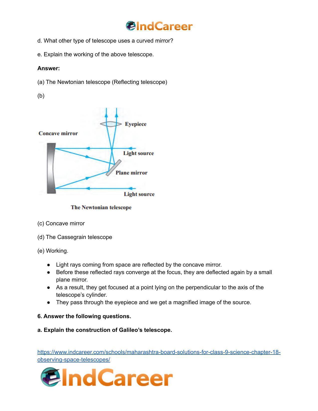 Maharashtra Board Solutions for Class 9- Science: Chapter 18- Observing Space: Telescopes - Page 6
