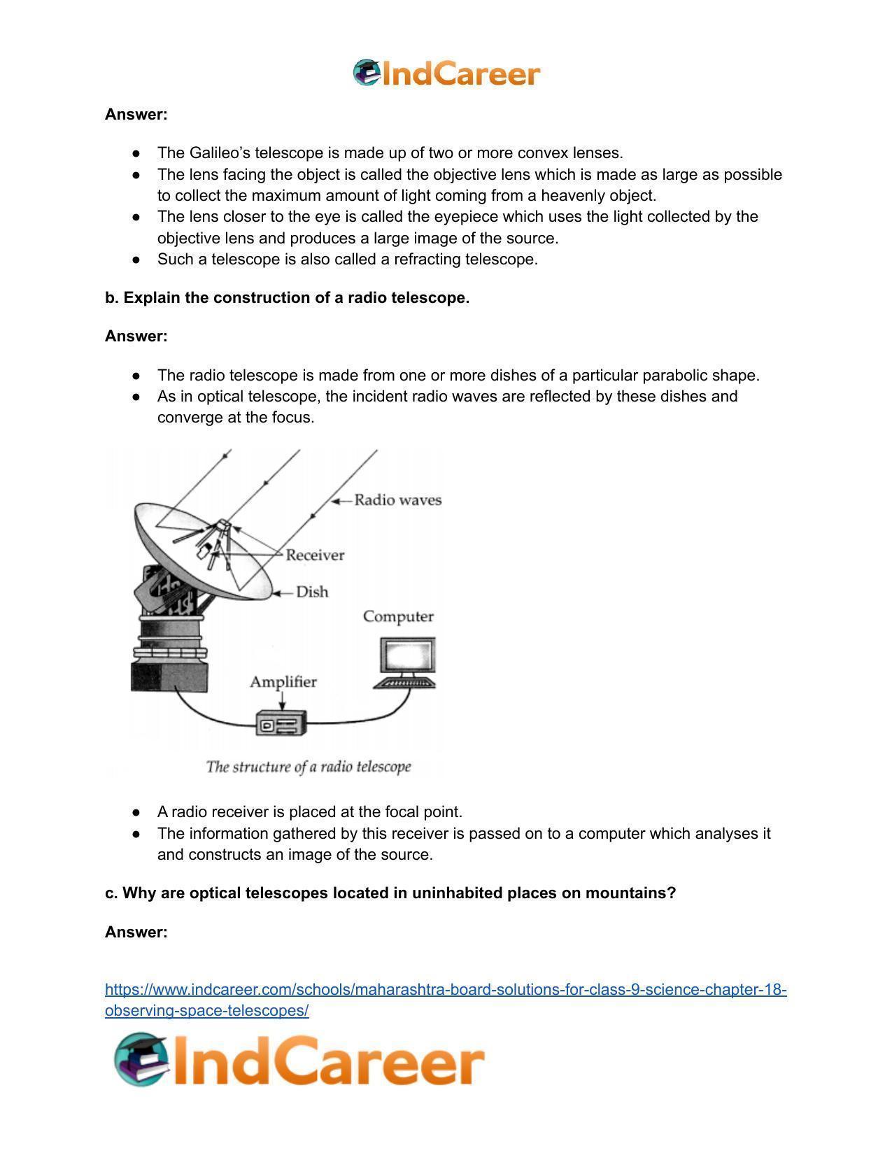 Maharashtra Board Solutions for Class 9- Science: Chapter 18- Observing Space: Telescopes - Page 7