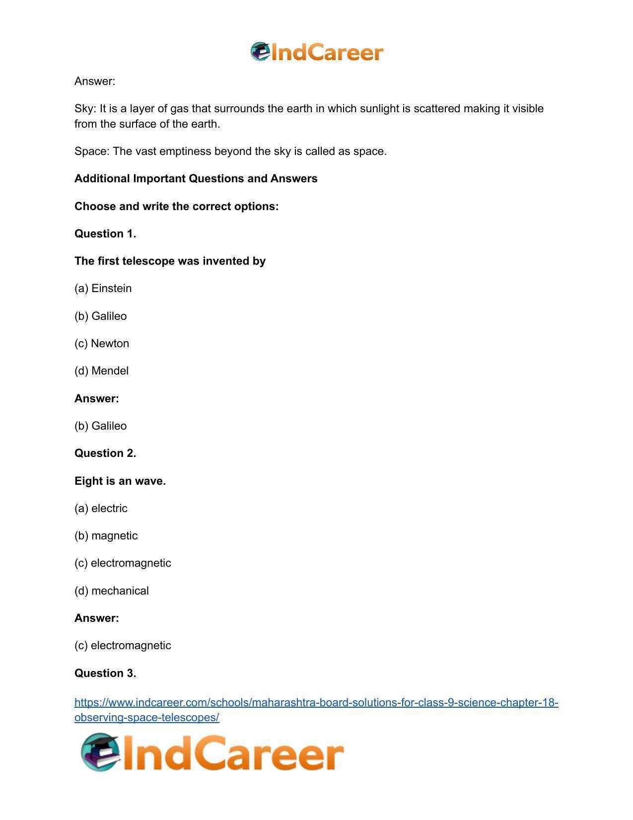 Maharashtra Board Solutions for Class 9- Science: Chapter 18- Observing Space: Telescopes - Page 9