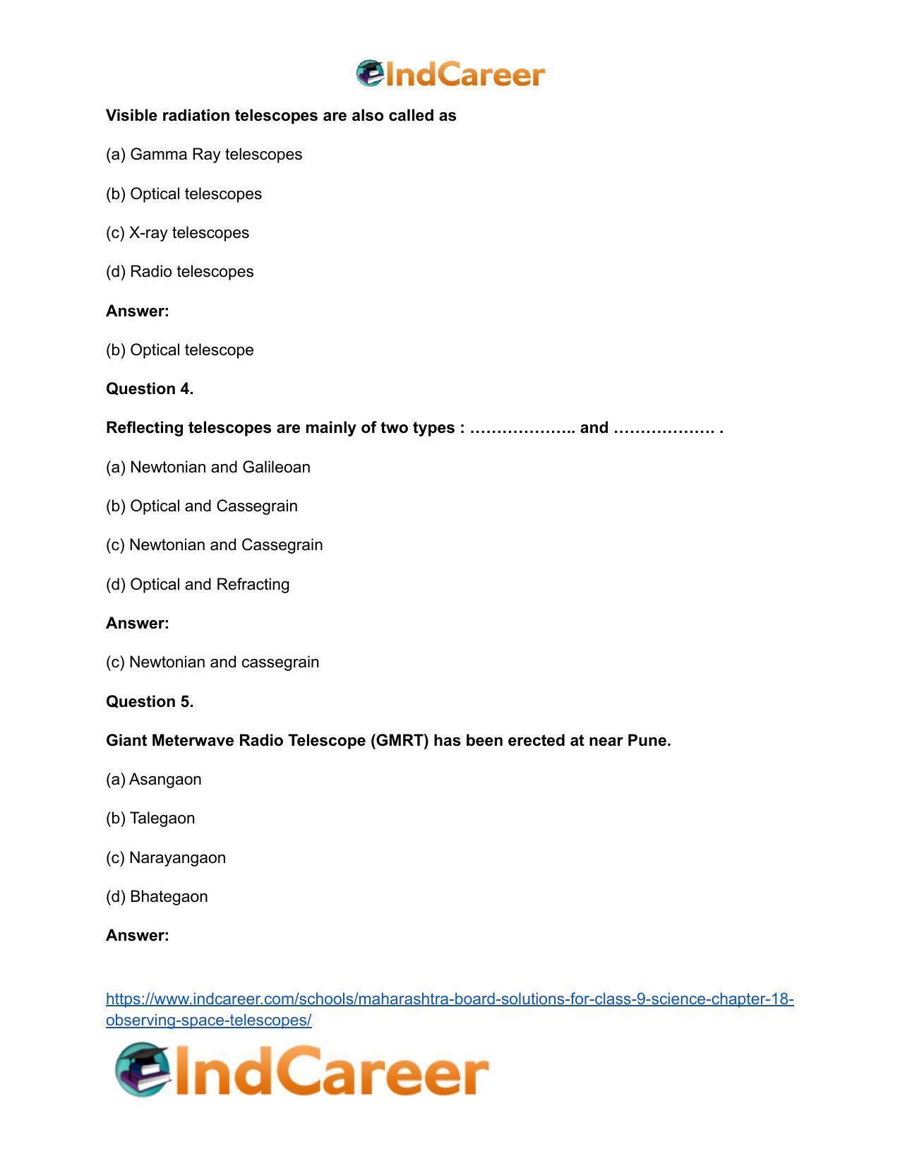 Maharashtra Board Solutions for Class 9- Science: Chapter 18- Observing Space: Telescopes - Page 10