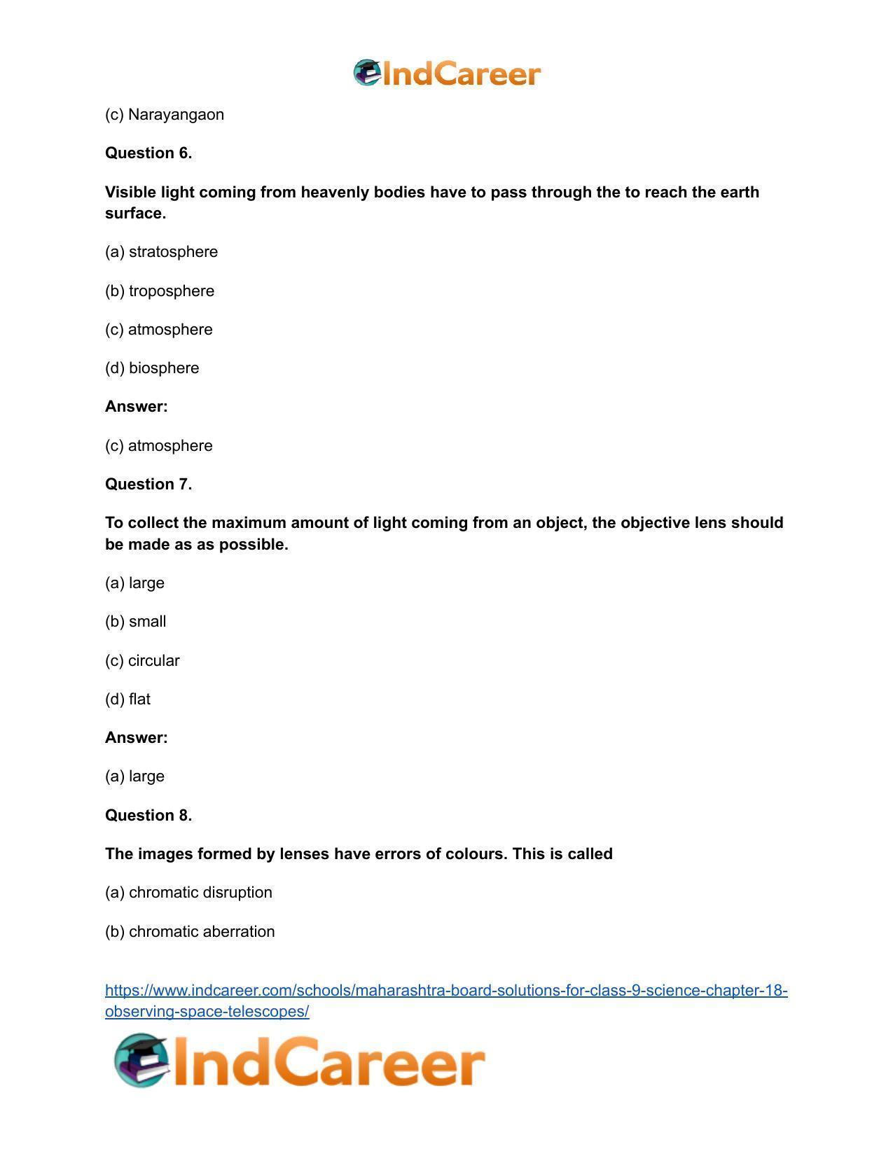 Maharashtra Board Solutions for Class 9- Science: Chapter 18- Observing Space: Telescopes - Page 11