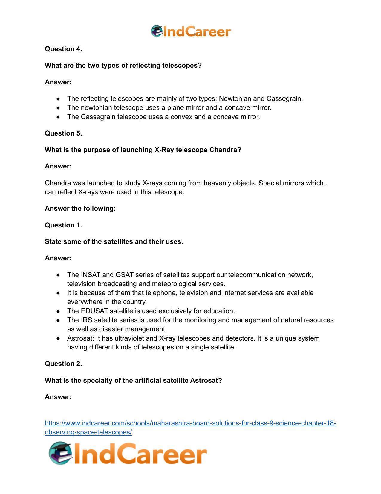 Maharashtra Board Solutions for Class 9- Science: Chapter 18- Observing Space: Telescopes - Page 16