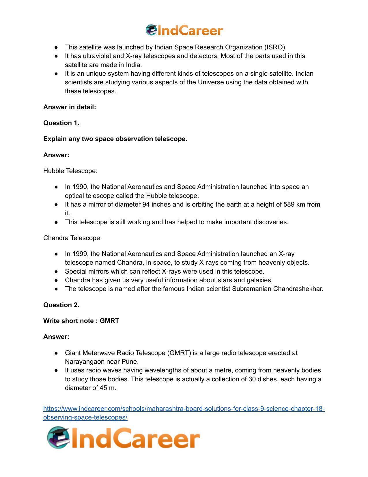 Maharashtra Board Solutions for Class 9- Science: Chapter 18- Observing Space: Telescopes - Page 17