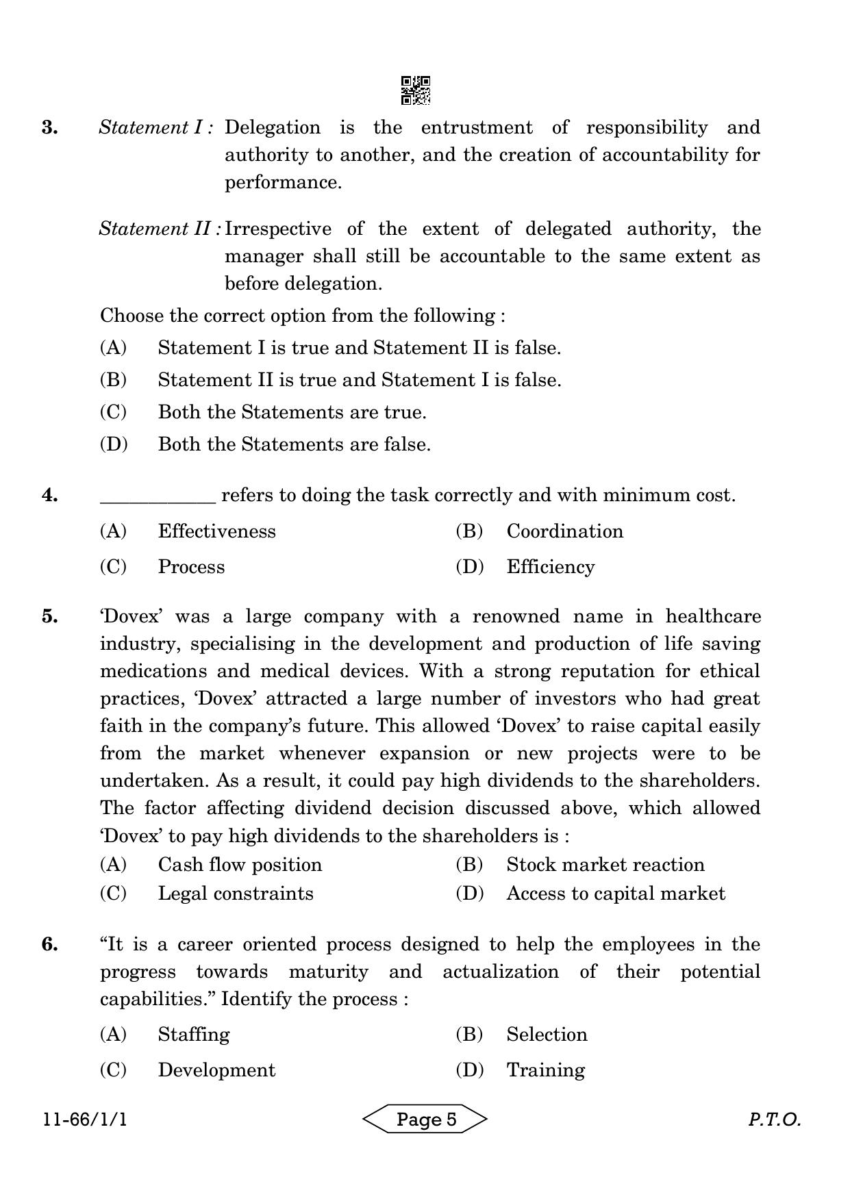 CBSE Class 12 1-1 Bussiness Studies 2024 Question Paper - Page 5