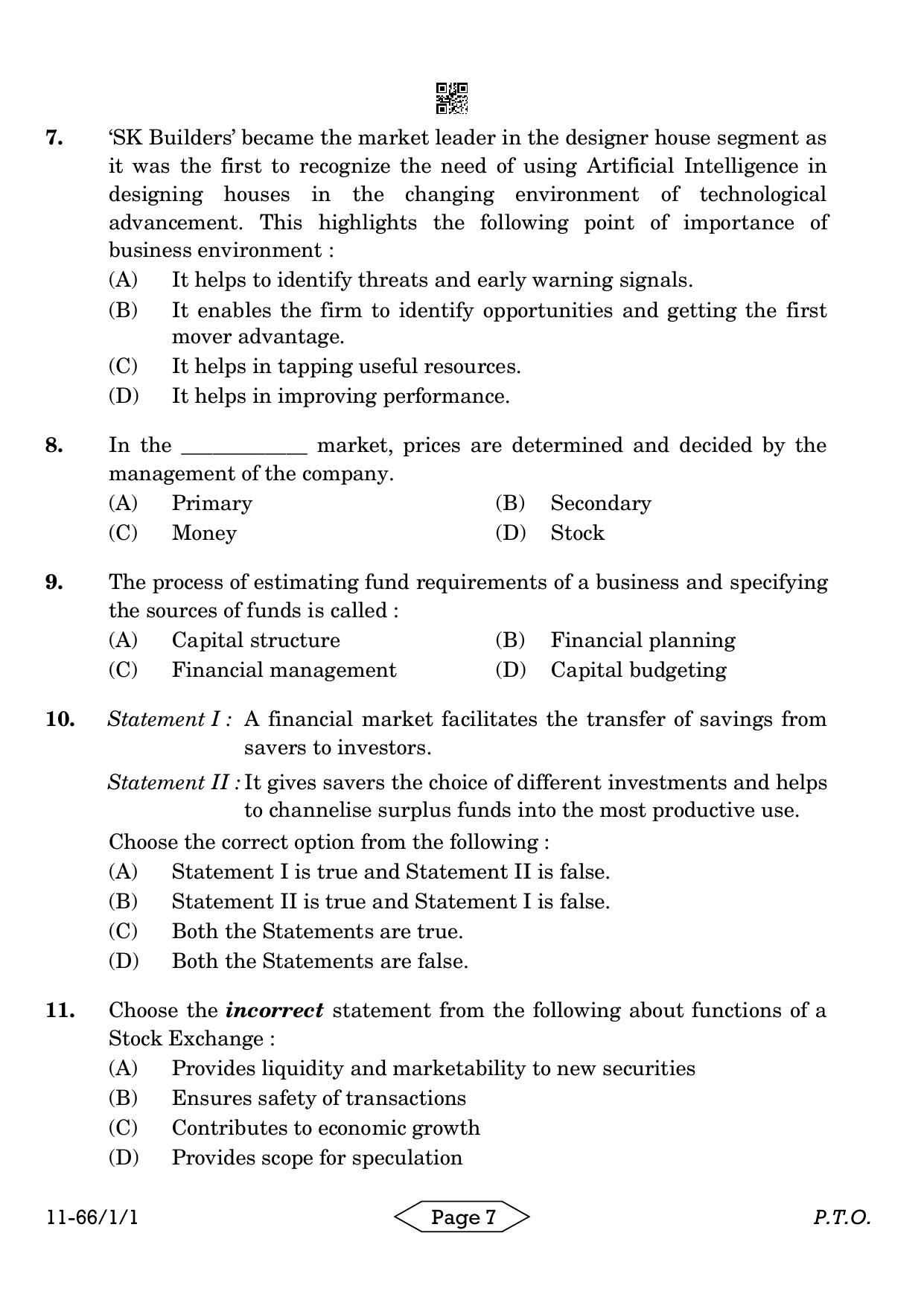 CBSE Class 12 1-1 Bussiness Studies 2024 Question Paper - Page 7