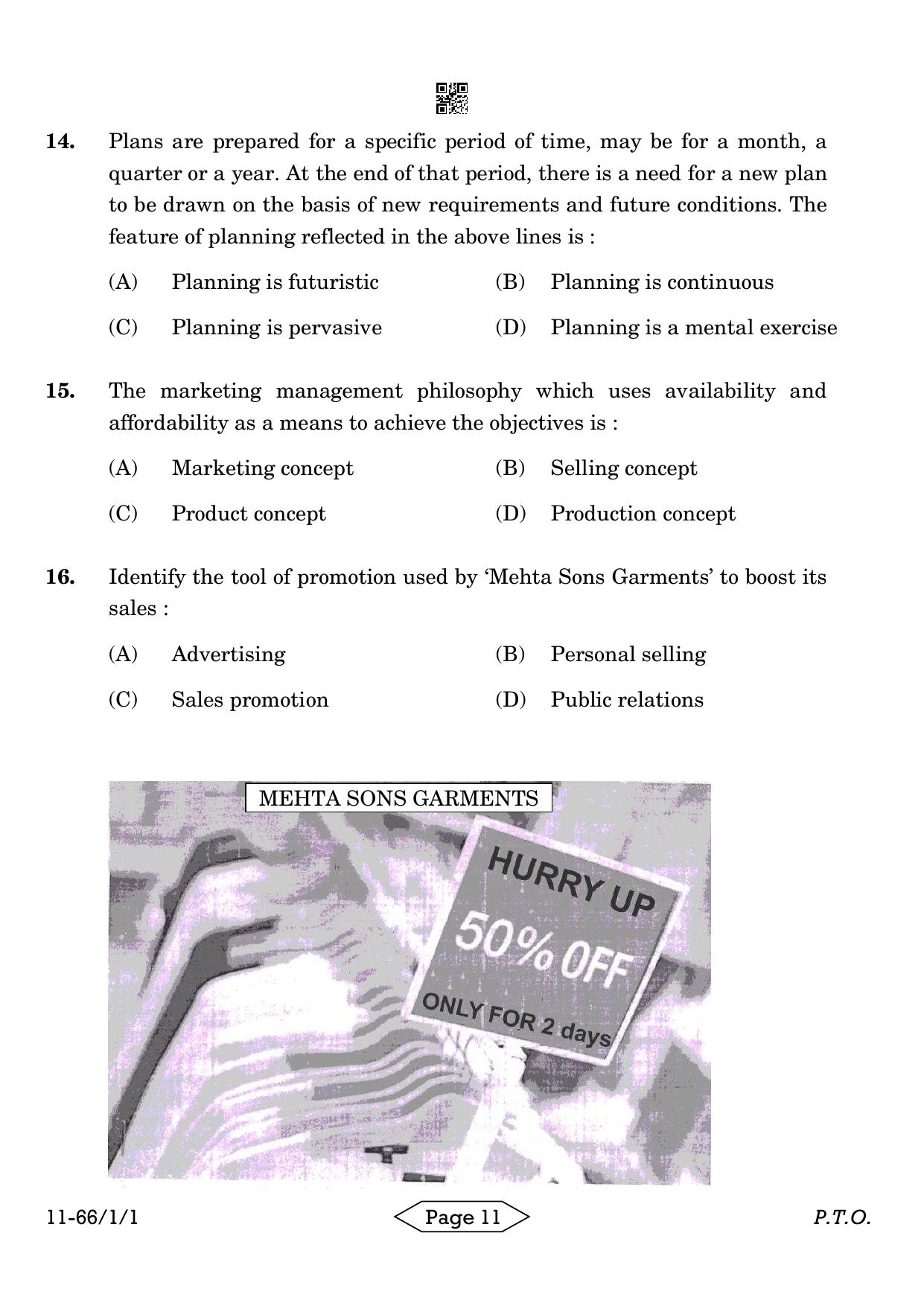 CBSE Class 12 1-1 Bussiness Studies 2024 Question Paper - Page 11