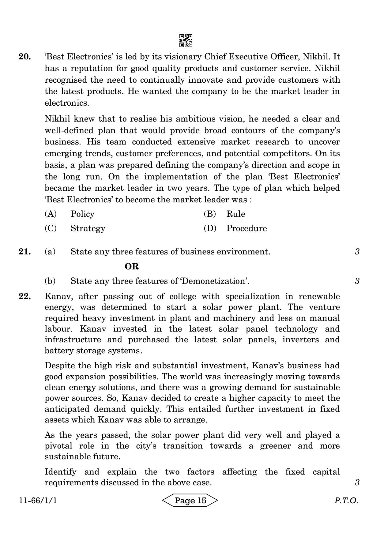 CBSE Class 12 1-1 Bussiness Studies 2024 Question Paper - Page 15