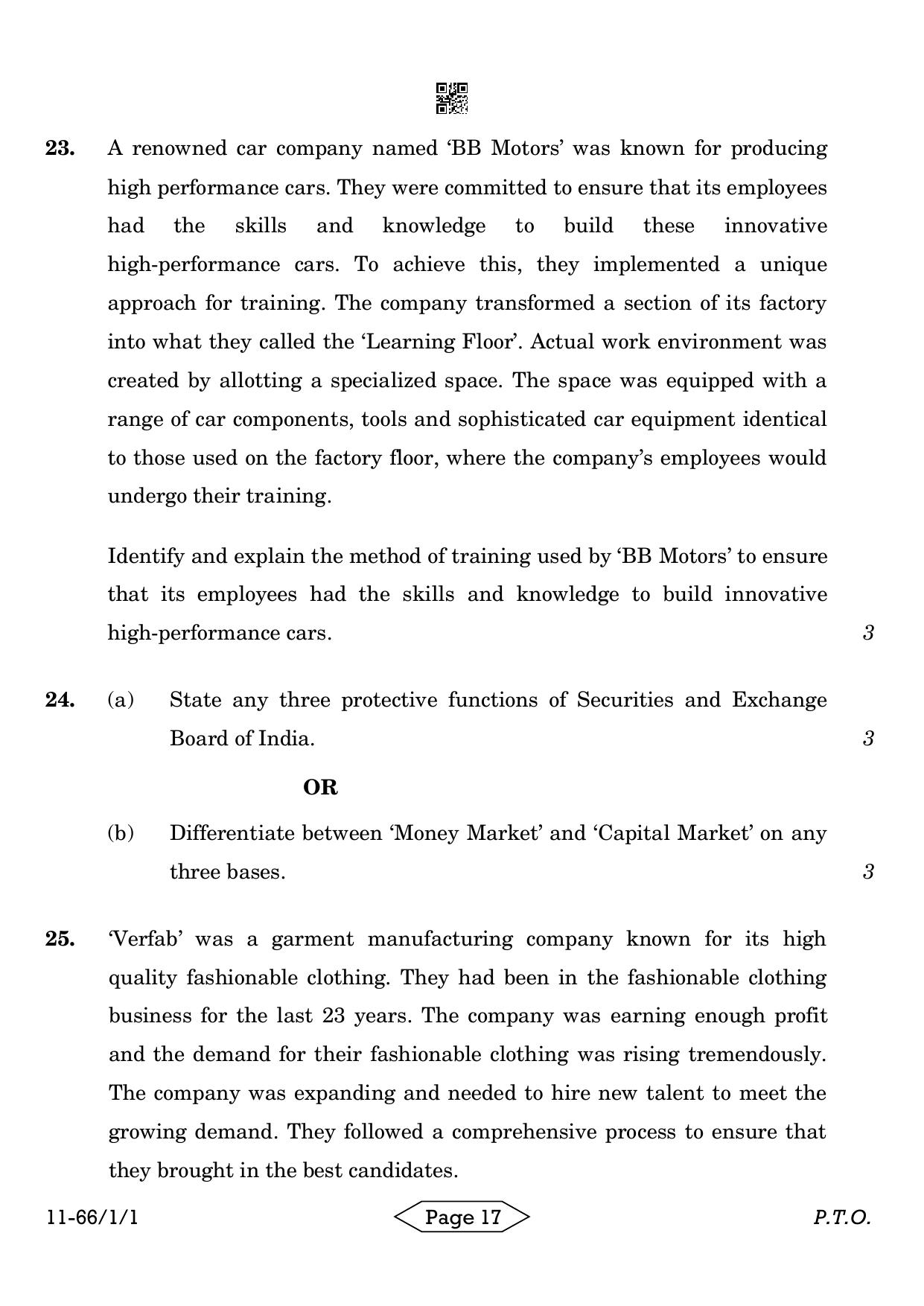 CBSE Class 12 1-1 Bussiness Studies 2024 Question Paper - Page 17