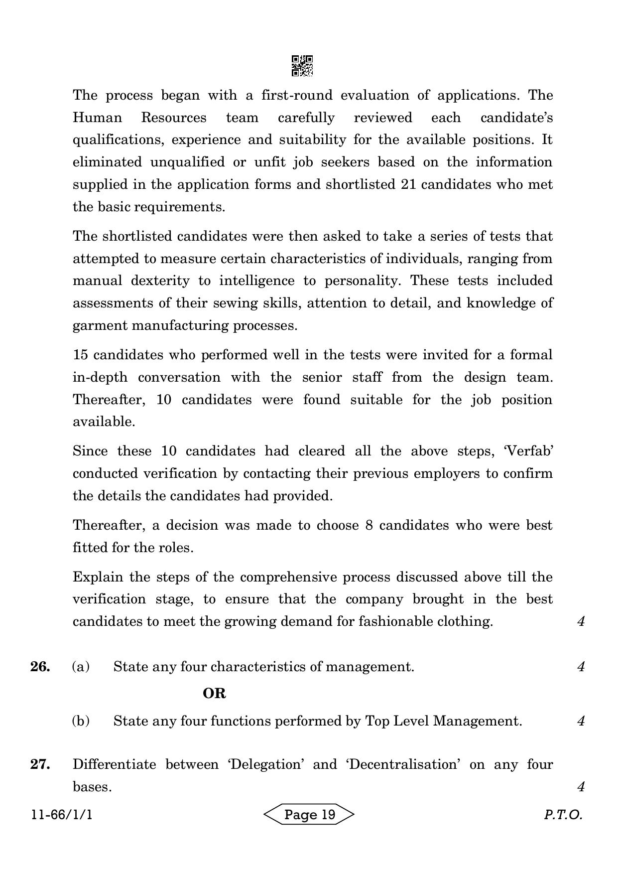 CBSE Class 12 1-1 Bussiness Studies 2024 Question Paper - Page 19