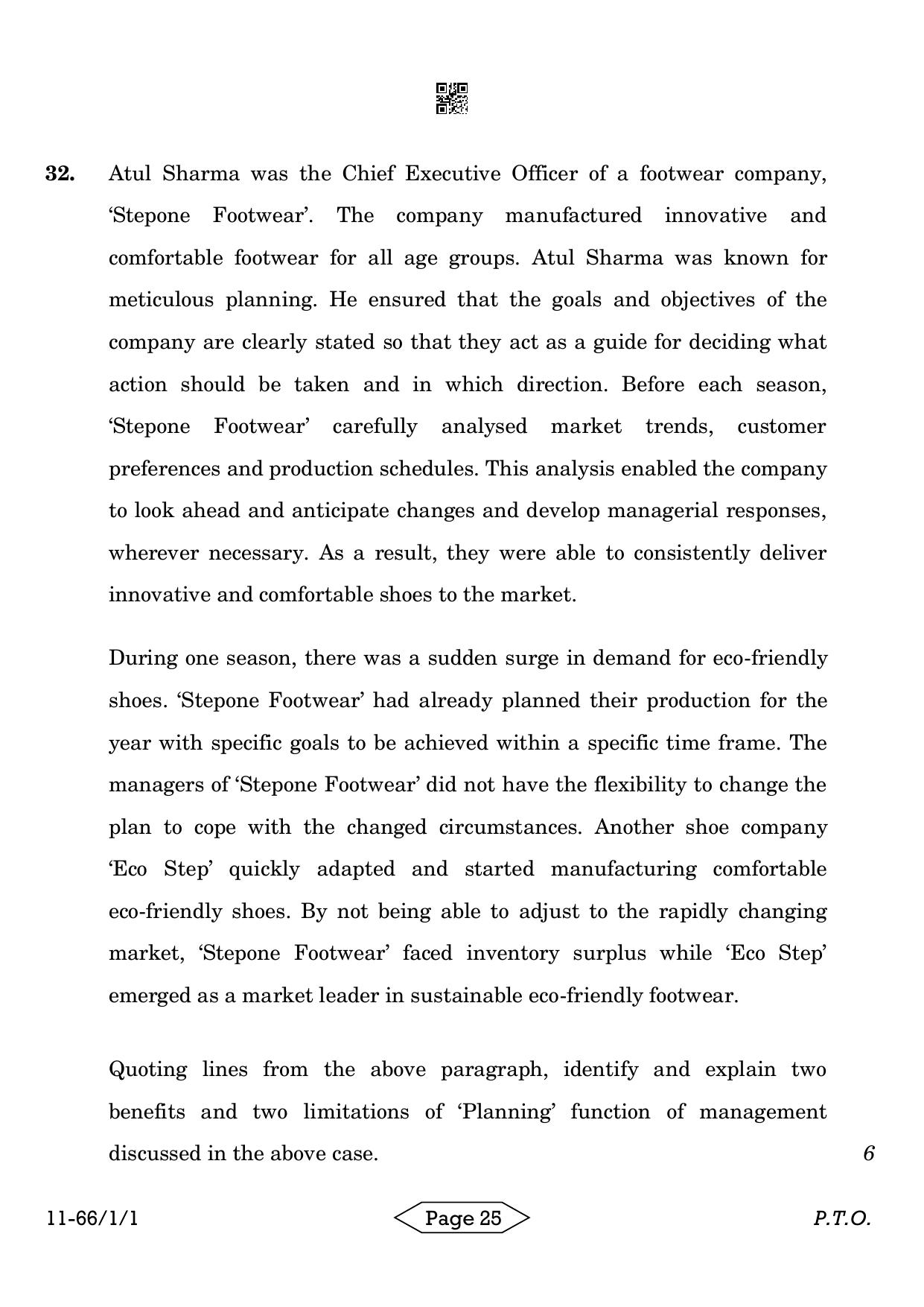 CBSE Class 12 1-1 Bussiness Studies 2024 Question Paper - Page 25