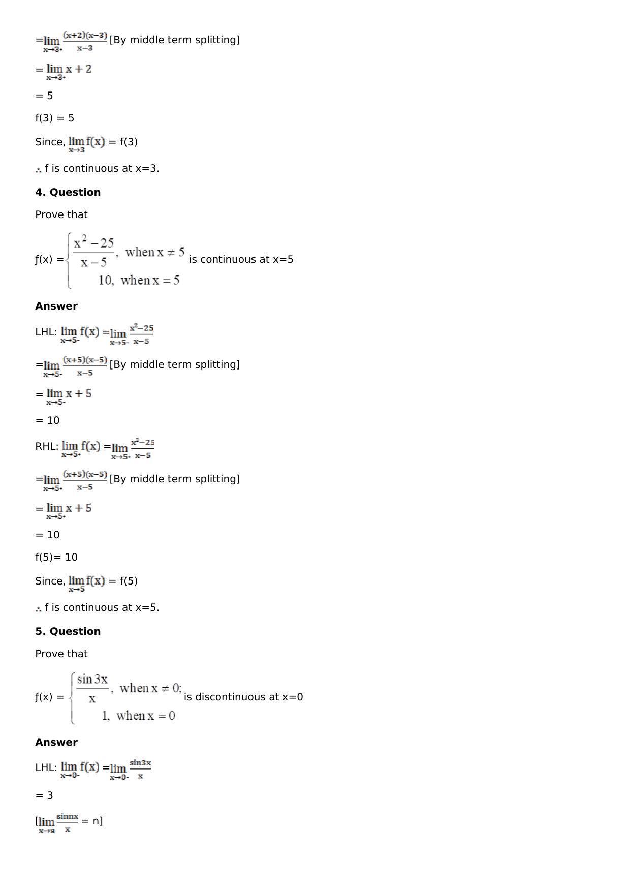 Chapter 9: Continuity and Differentiability Solutions: RS Aggarwal Class 12 Solutions - Page 2