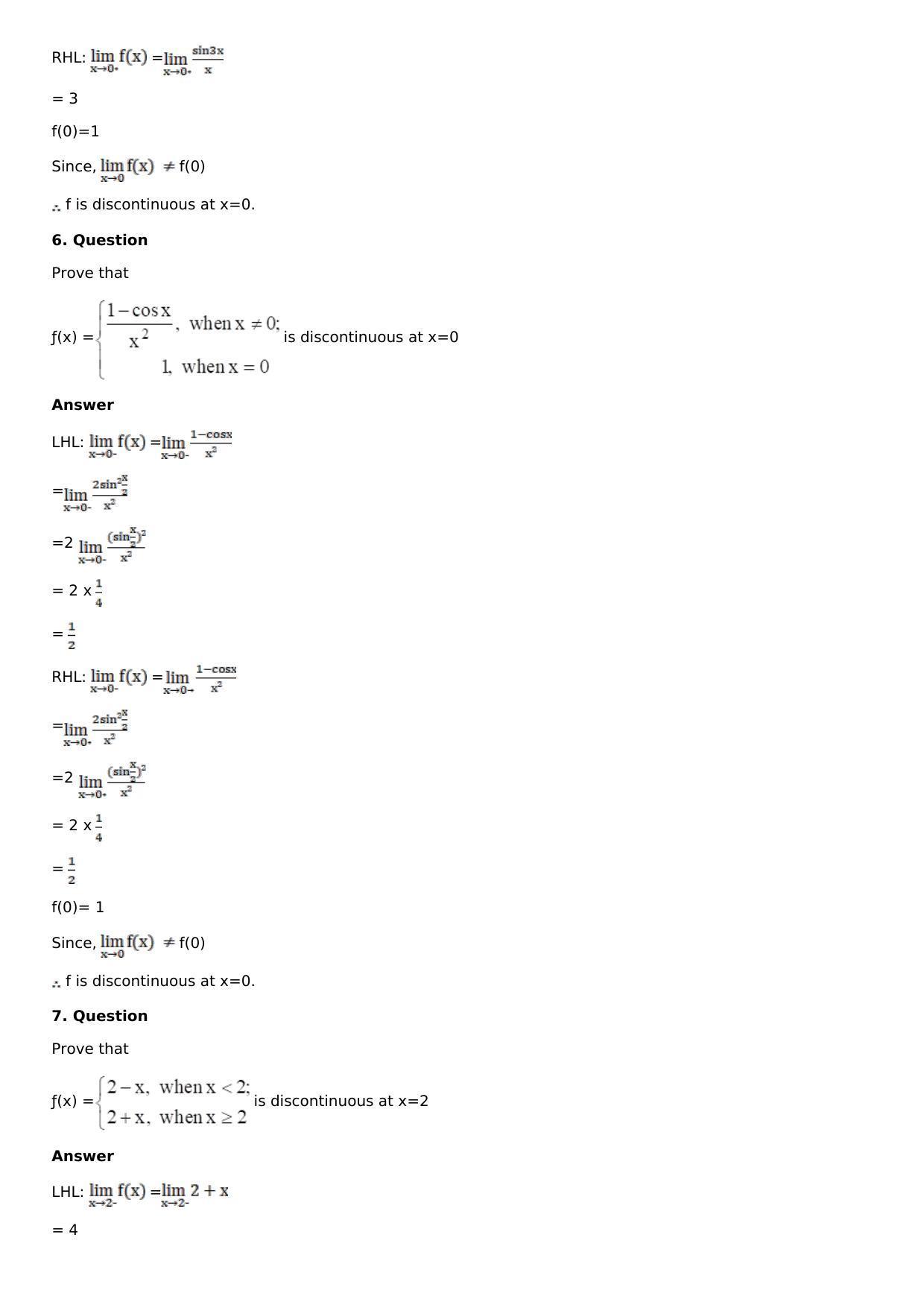 Chapter 9: Continuity and Differentiability Solutions: RS Aggarwal Class 12 Solutions - Page 3