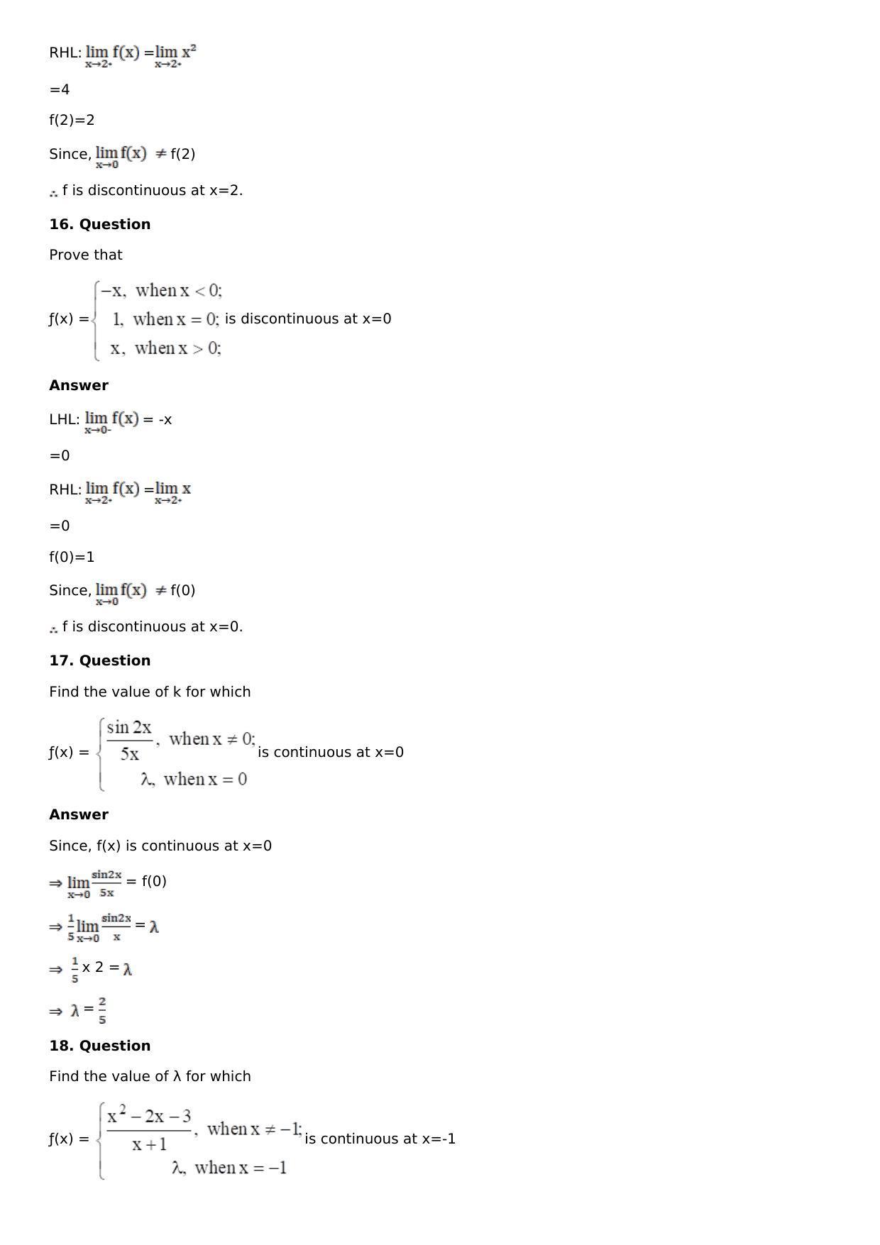Chapter 9: Continuity and Differentiability Solutions: RS Aggarwal Class 12 Solutions - Page 7