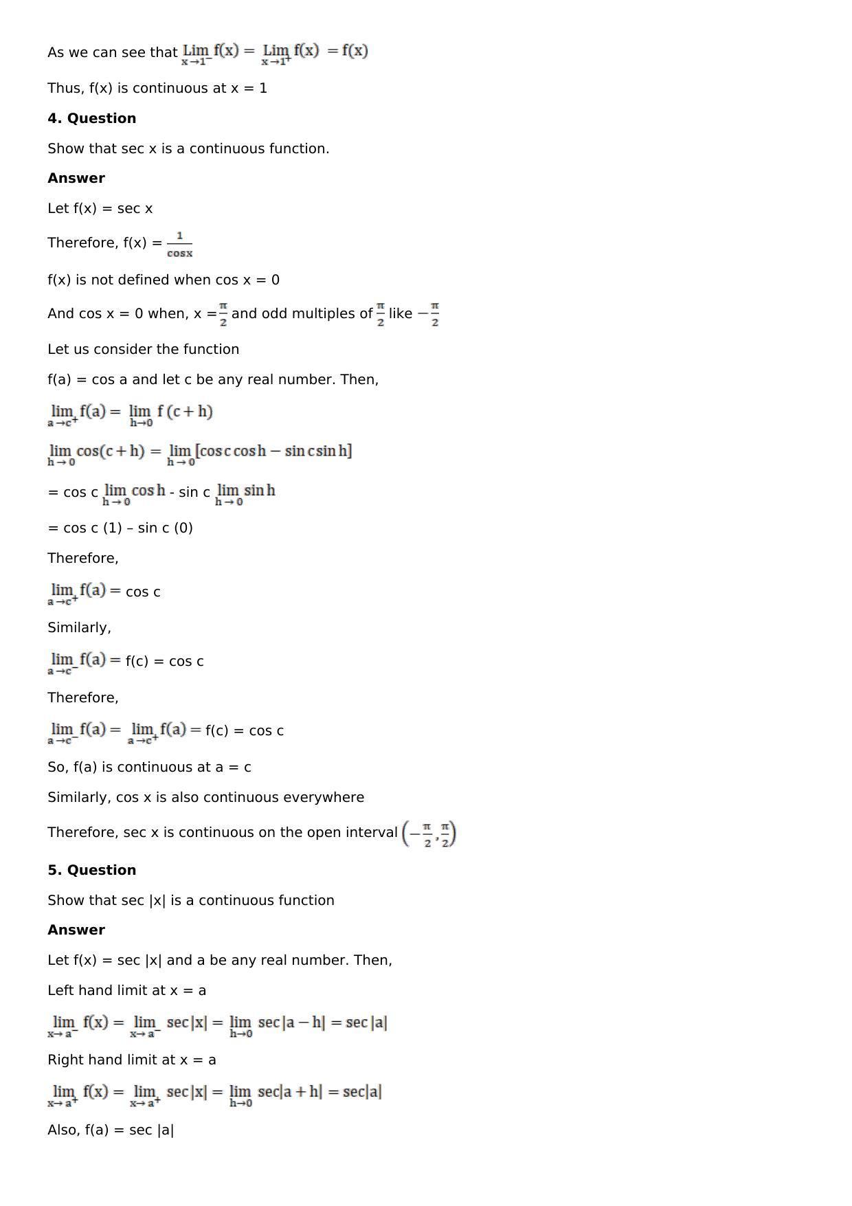 Chapter 9: Continuity and Differentiability Solutions: RS Aggarwal Class 12 Solutions - Page 14