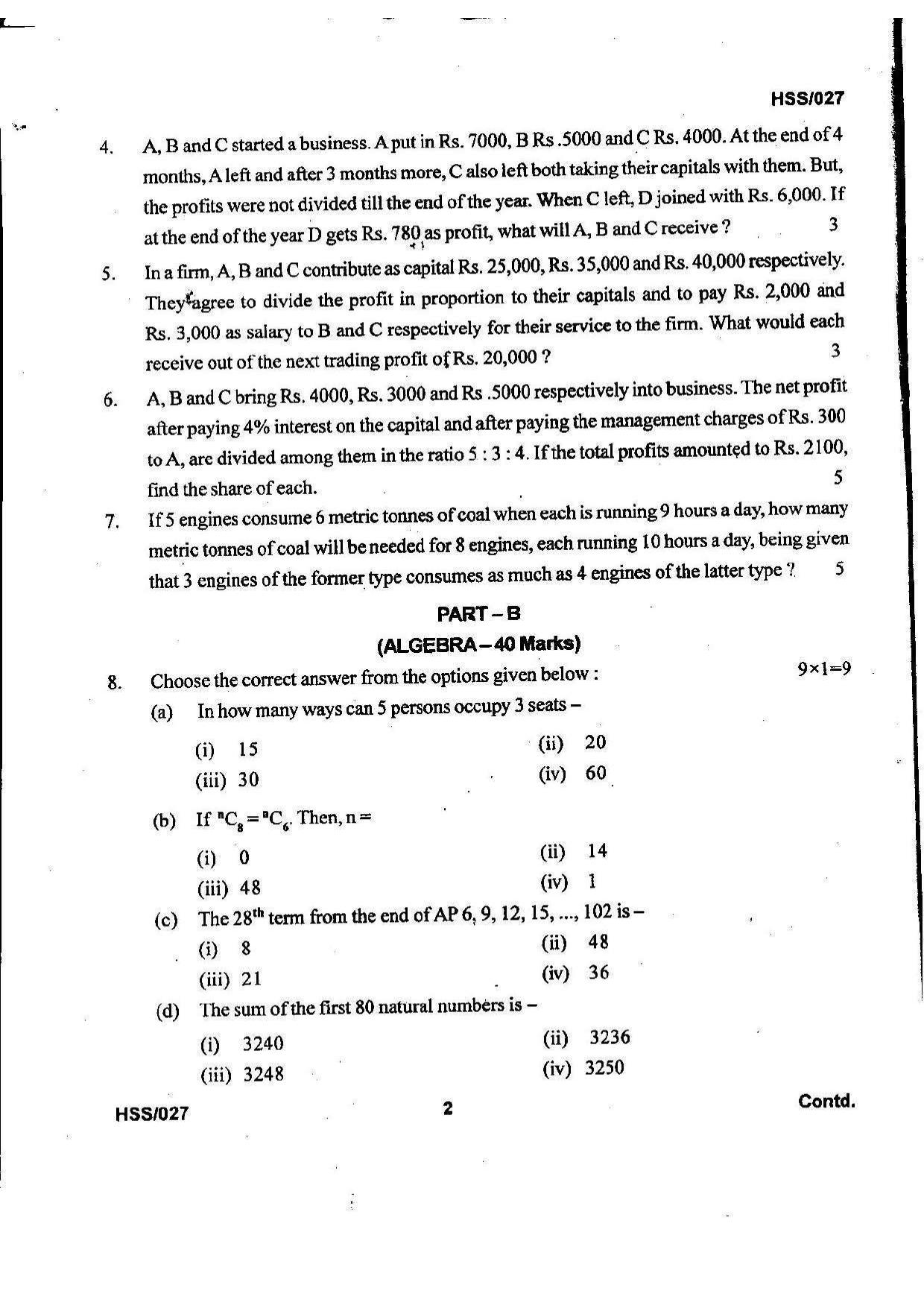 MBSE HSSLC 2021 Commerce Question Paper - Page 10