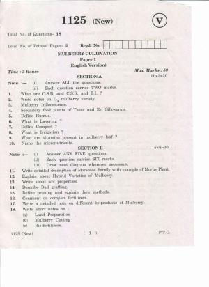 AP Inter 1st Year Mulberry Cultivation -I (New) May-2019-Vocational Question Paper