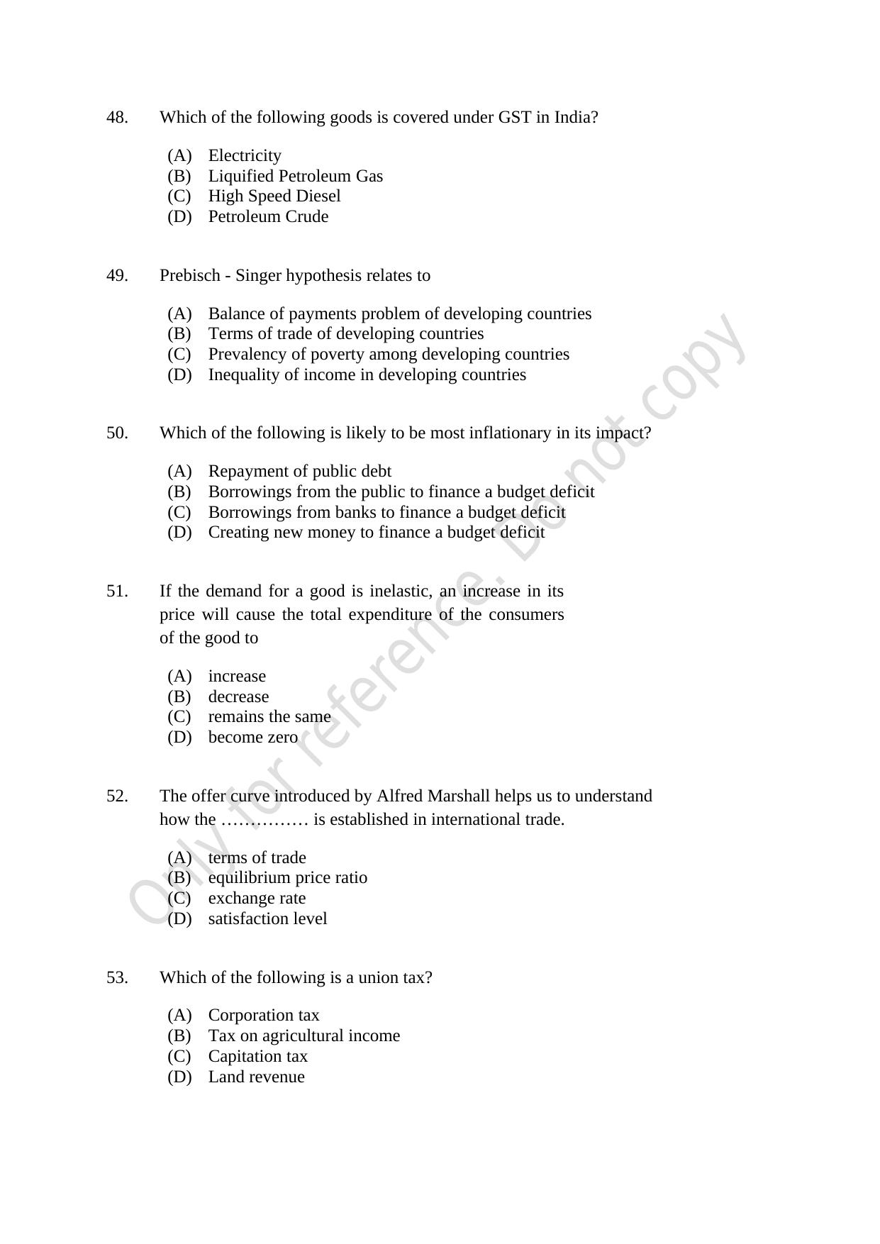 CUSAT CAT 2021 Economics Question Paper - Page 11