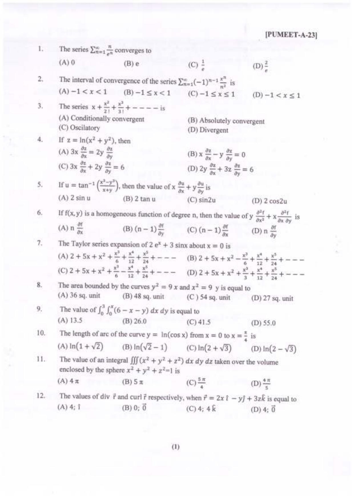 PUMEET 2023 Question Papers - Page 2