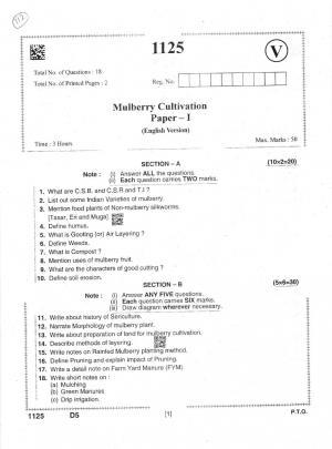 AP Intermediate 2nd Year Vocational Question Paper September-2021 - Mulberry_Cultivation-I
