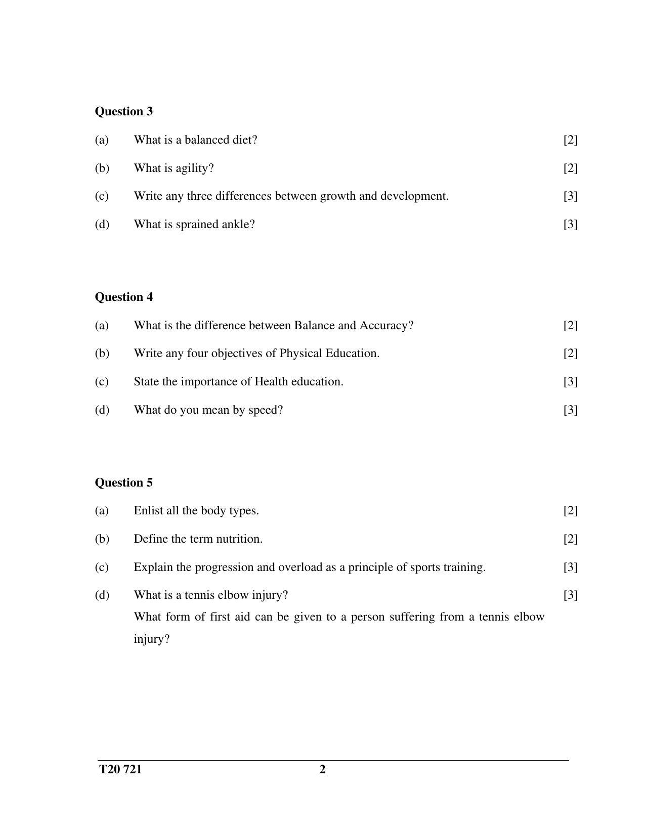 ICSE Class 10 Physical Education 2020 Question Paper - Page 2
