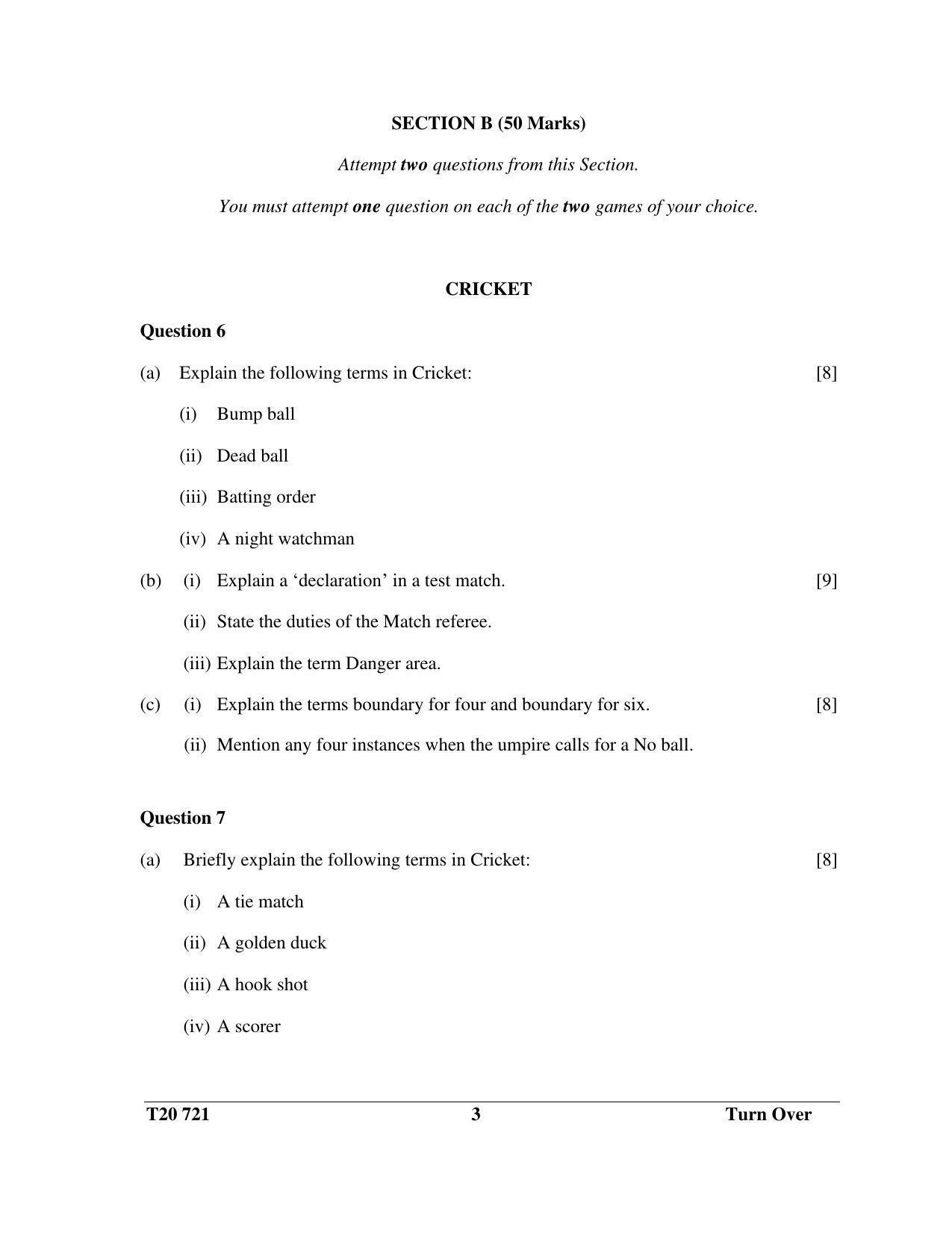 ICSE Class 10 Physical Education 2020 Question Paper - Page 3