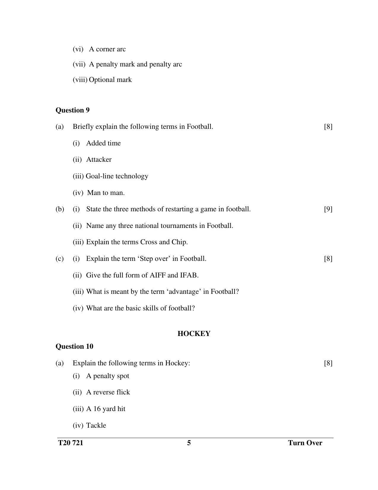 ICSE Class 10 Physical Education 2020 Question Paper - Page 5