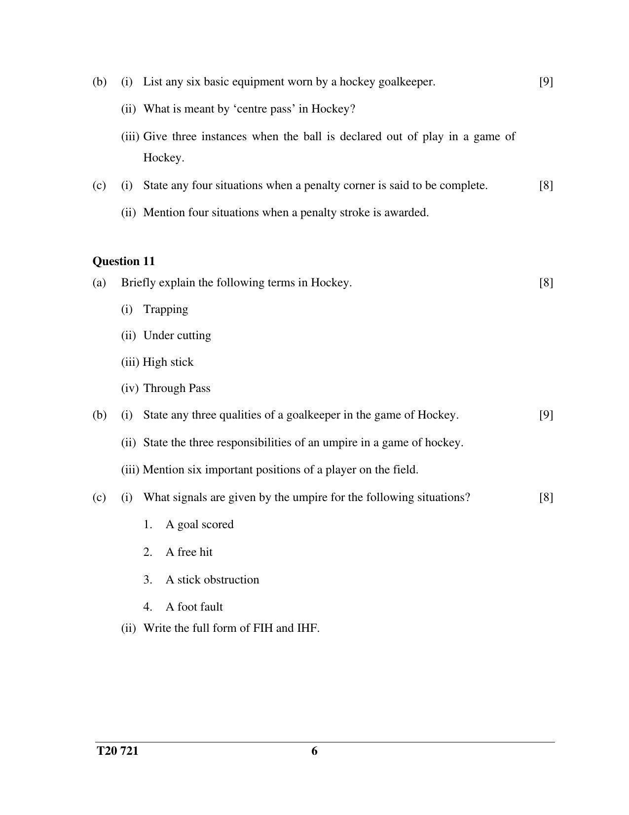 ICSE Class 10 Physical Education 2020 Question Paper - Page 6