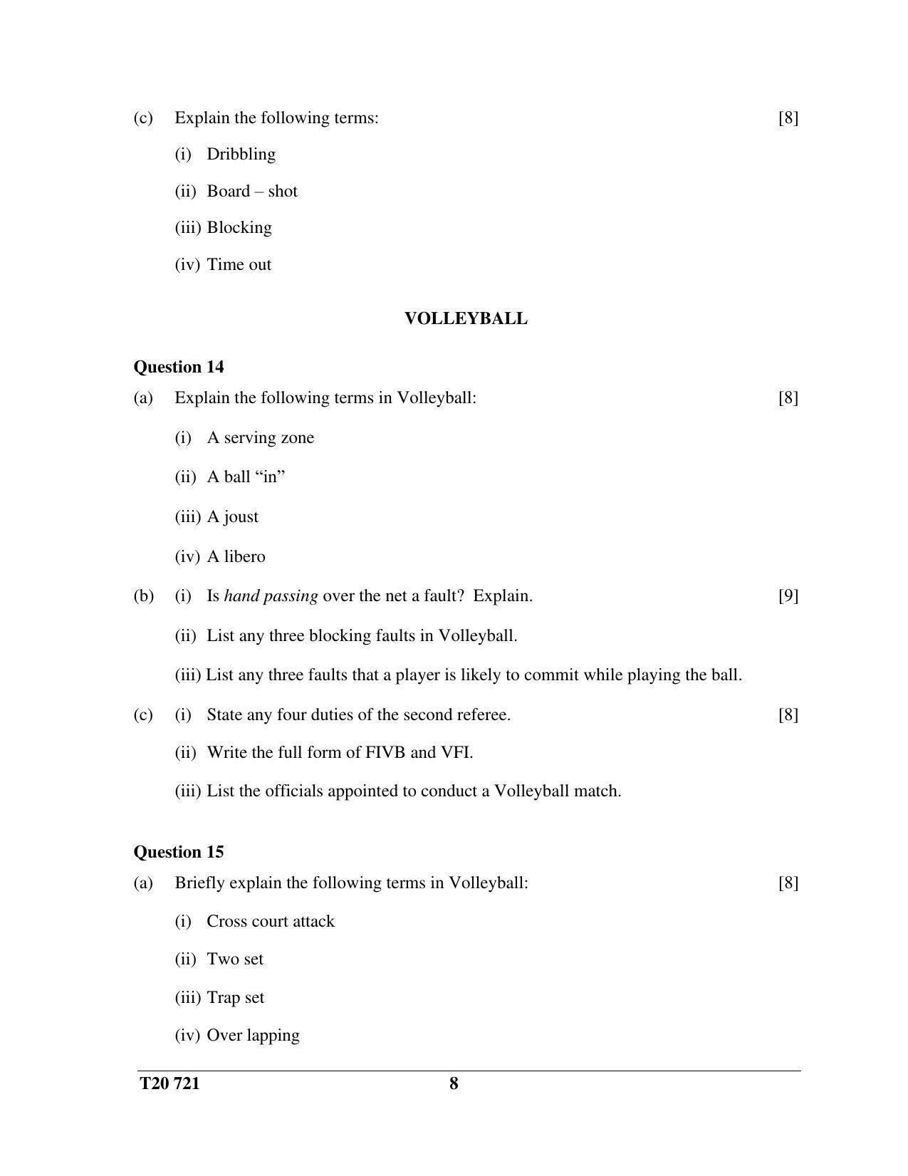 ICSE Class 10 Physical Education 2020 Question Paper - Page 8