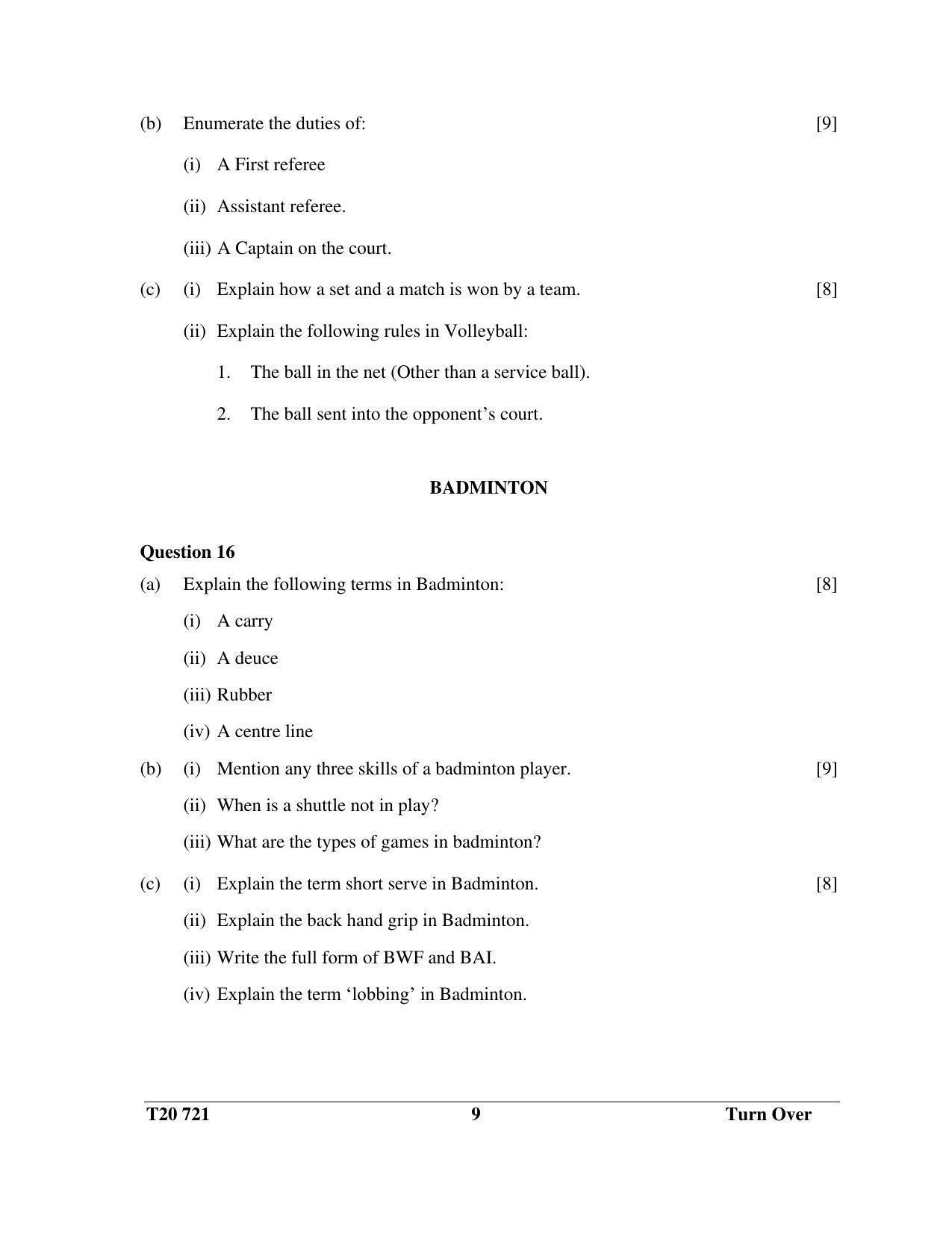 ICSE Class 10 Physical Education 2020 Question Paper - Page 9