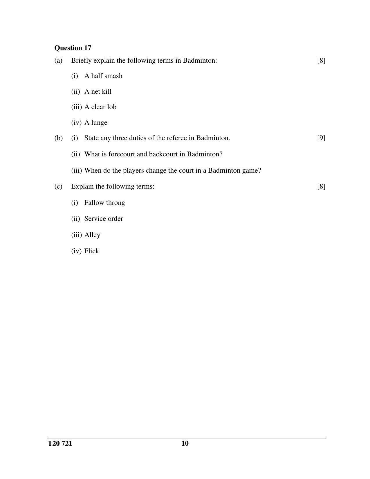 ICSE Class 10 Physical Education 2020 Question Paper - Page 10