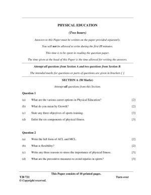 ICSE Class 10 Physical Education 2020 Question Paper