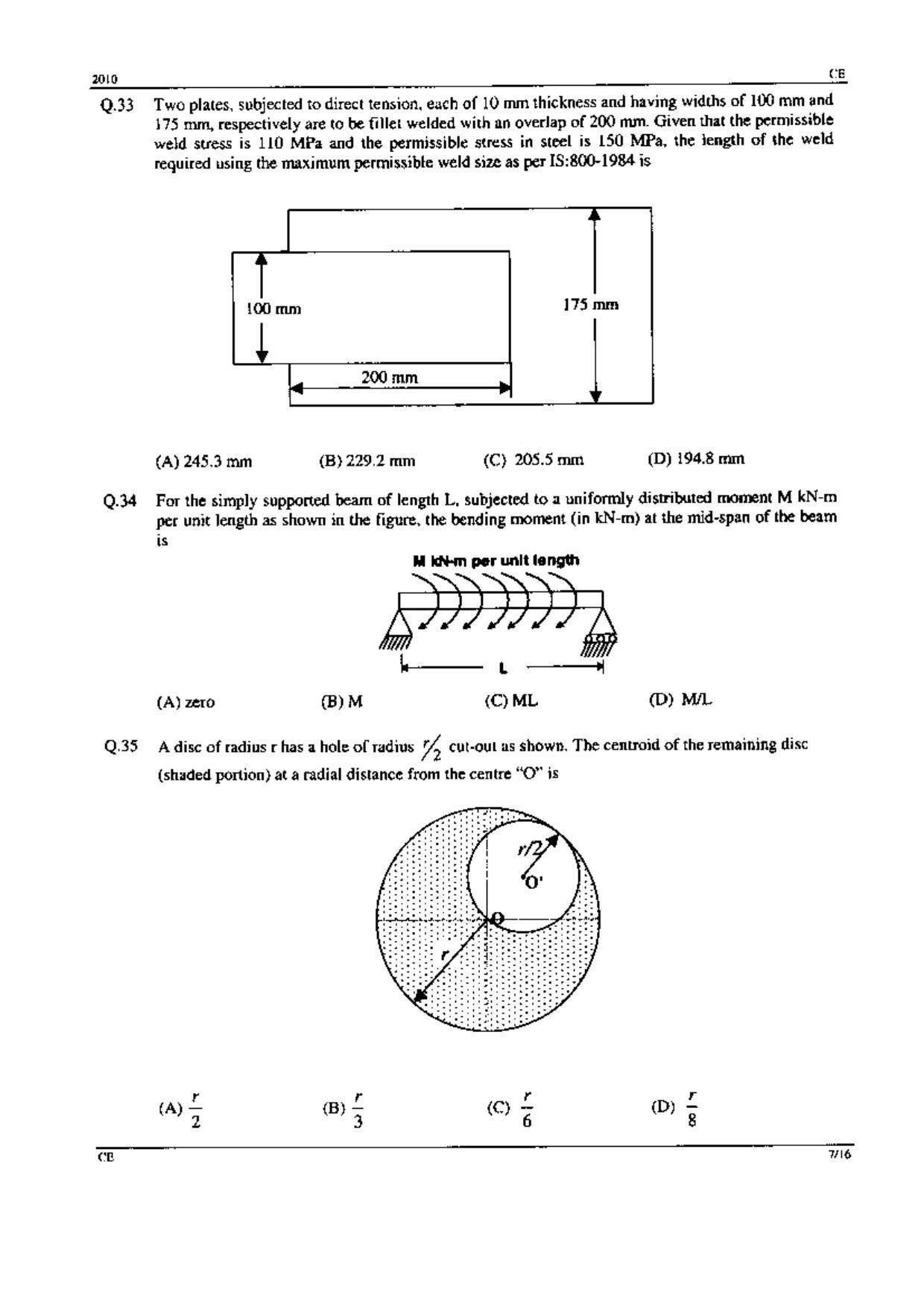 GATE 2010 Civil Engineering (CE) Question Paper with Answer Key - Page 7