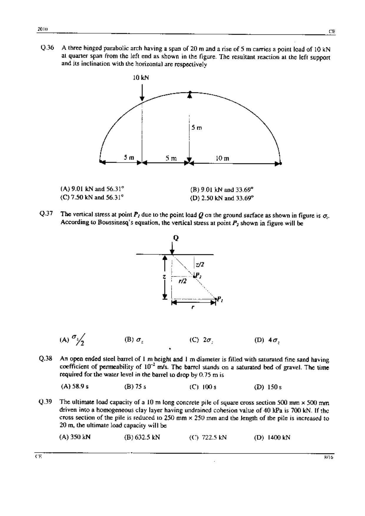 GATE 2010 Civil Engineering (CE) Question Paper with Answer Key - Page 8