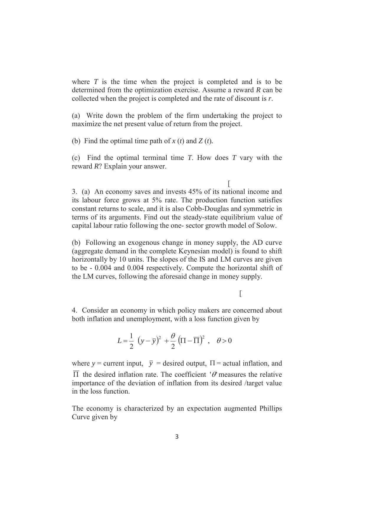 ISI Admission Test JRF in Quantitative Economics QEB 2016 Sample Paper - Page 3