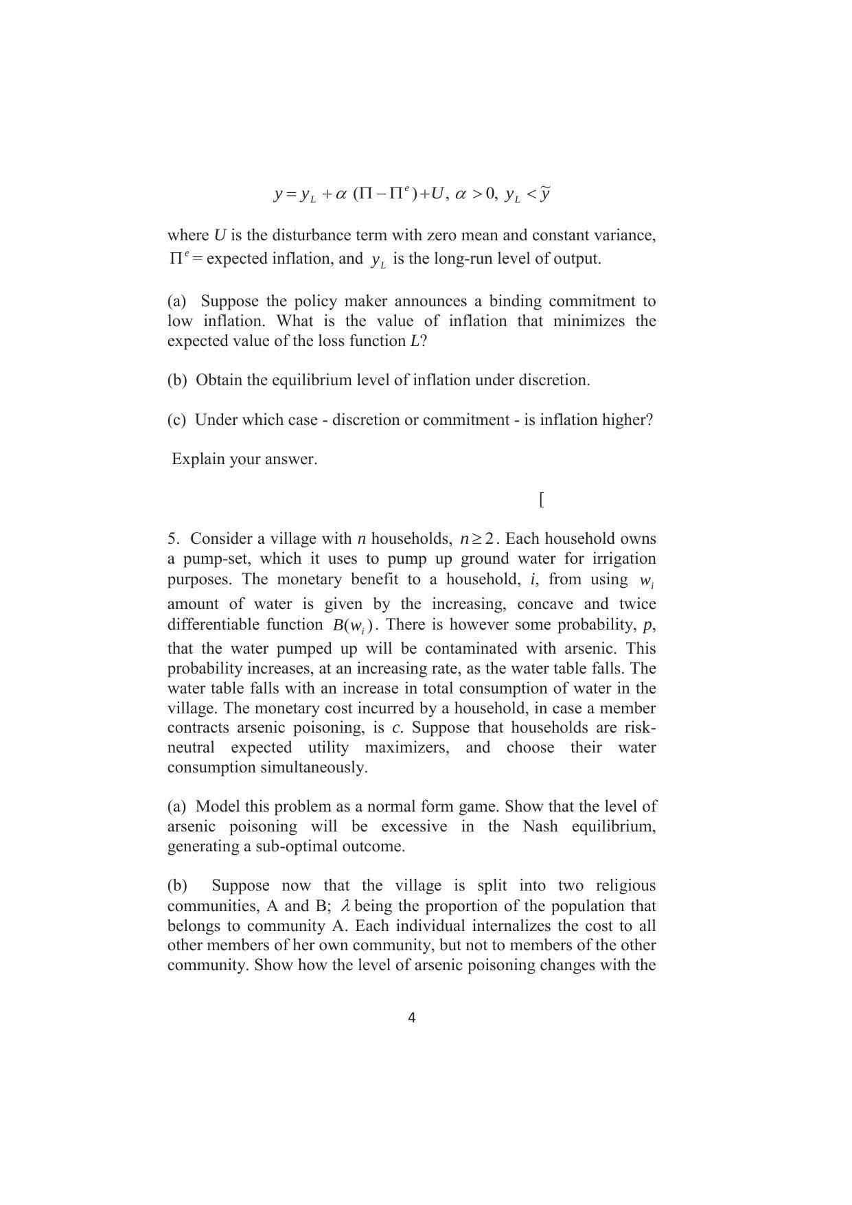 ISI Admission Test JRF in Quantitative Economics QEB 2016 Sample Paper - Page 4