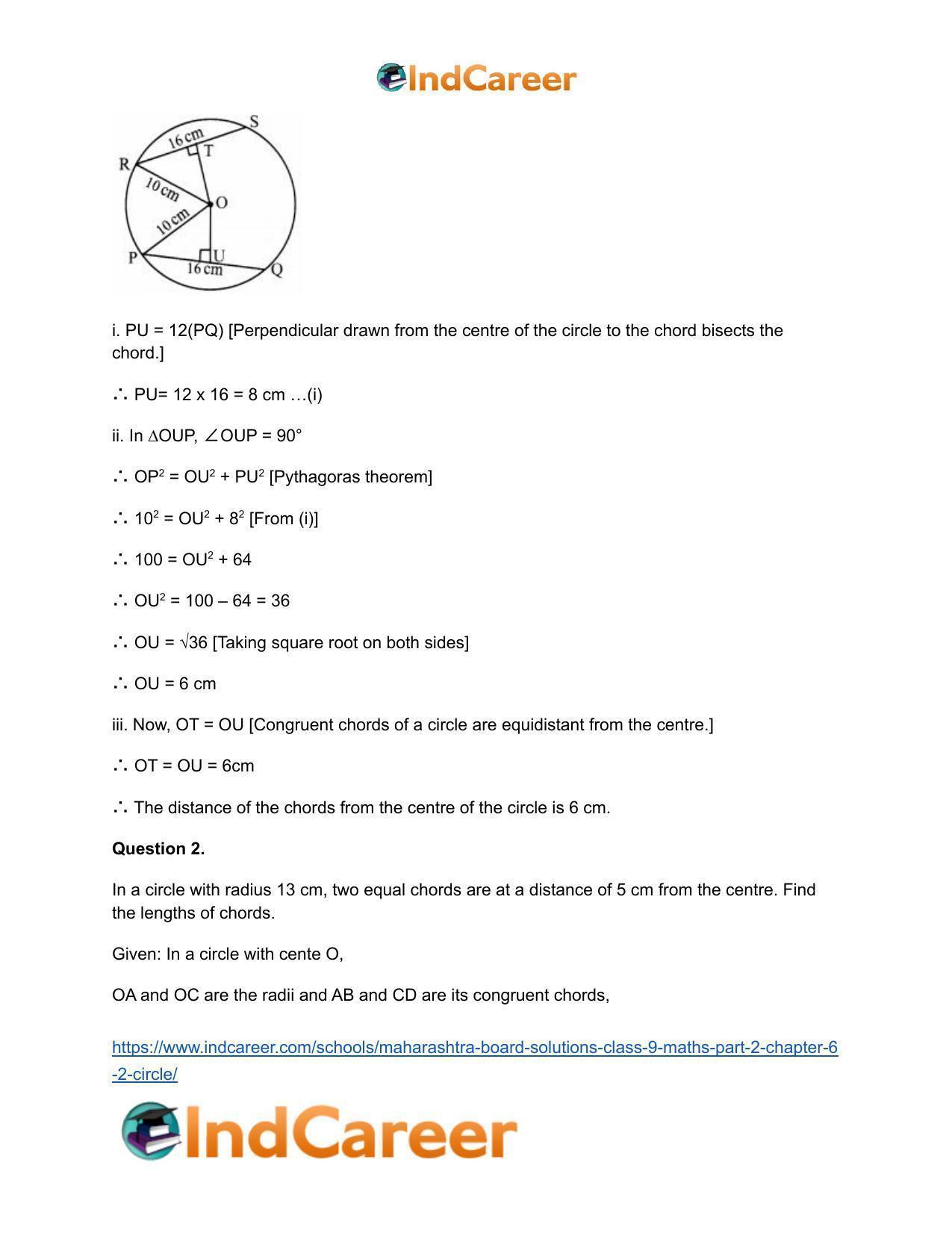 Maharashtra Board Solutions Class 9-Maths (Part 2): Chapter 6.2- Circle - Page 3