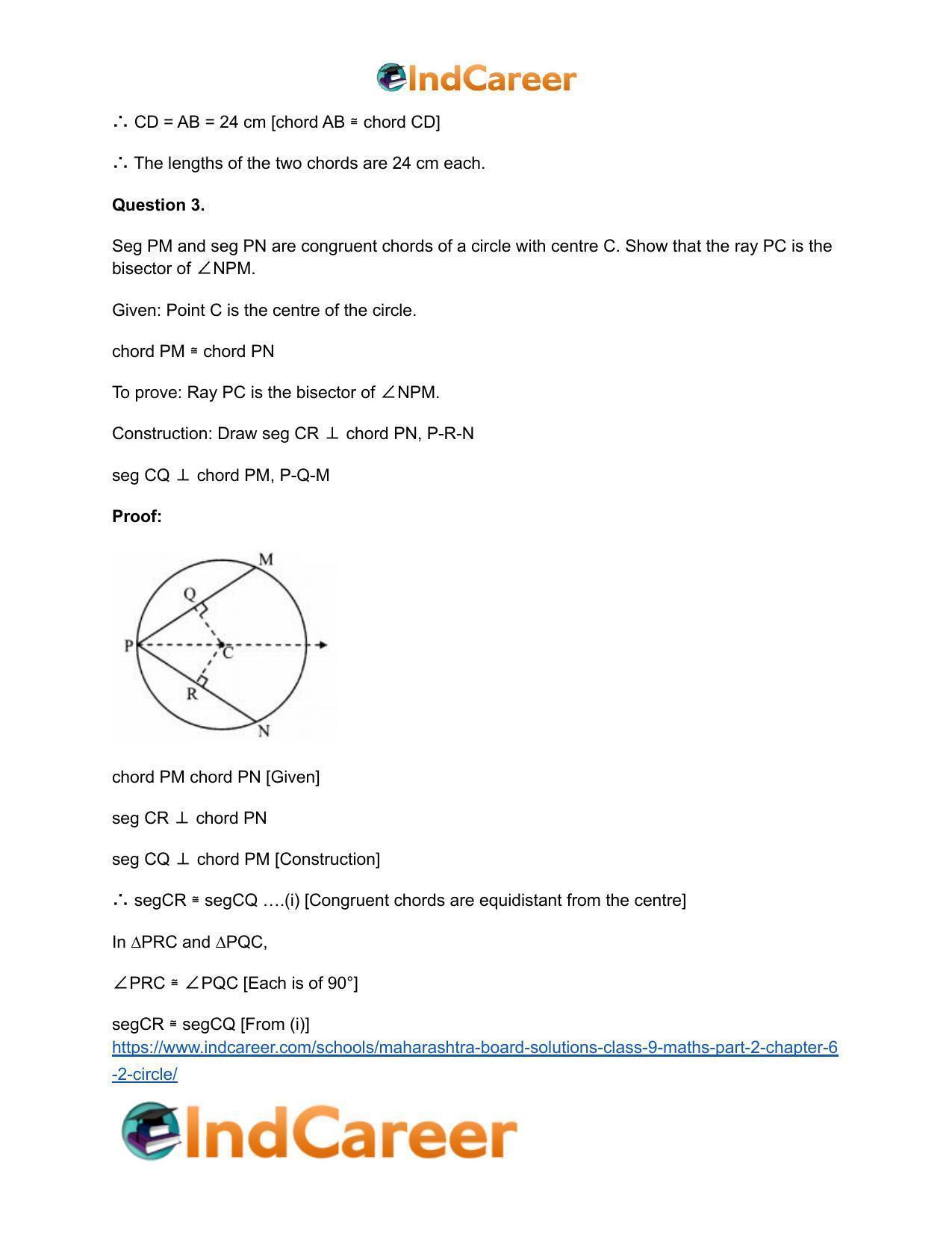 Maharashtra Board Solutions Class 9-Maths (Part 2): Chapter 6.2- Circle - Page 5