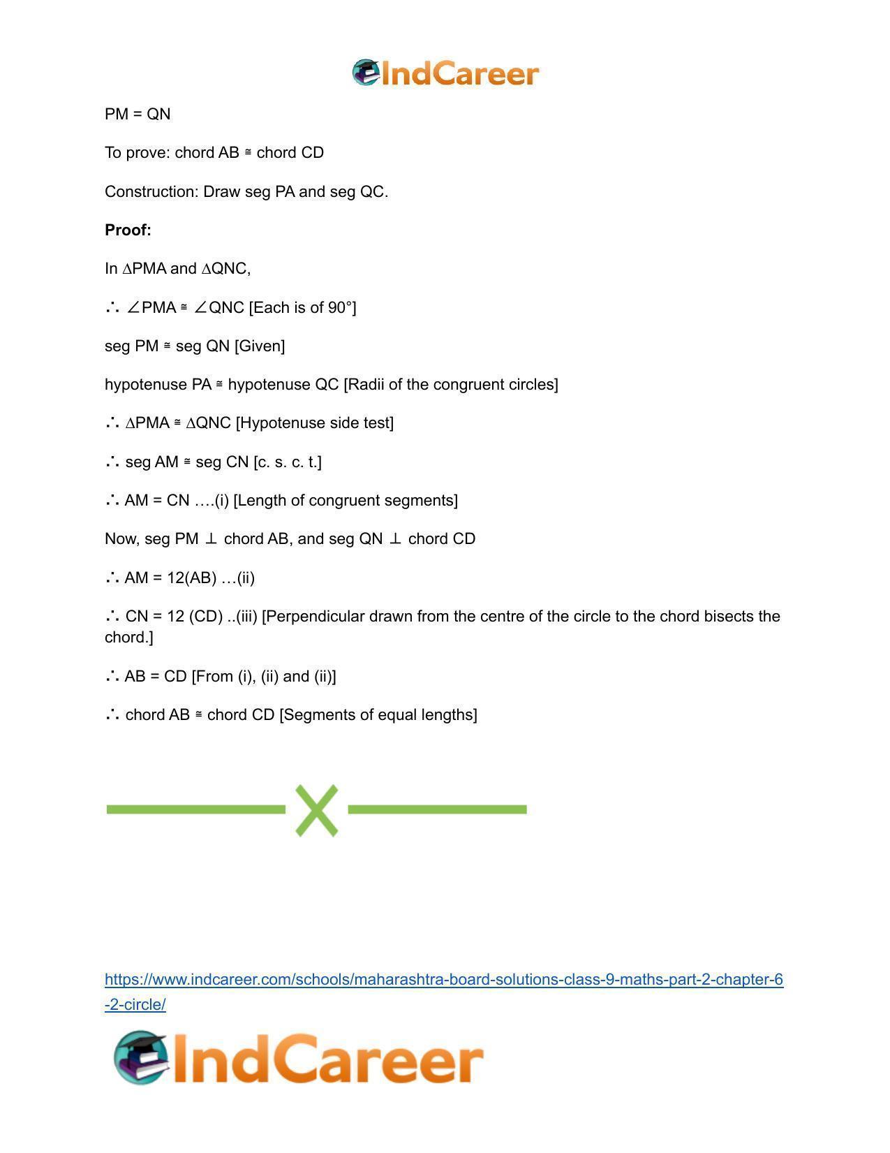 Maharashtra Board Solutions Class 9-Maths (Part 2): Chapter 6.2- Circle - Page 8