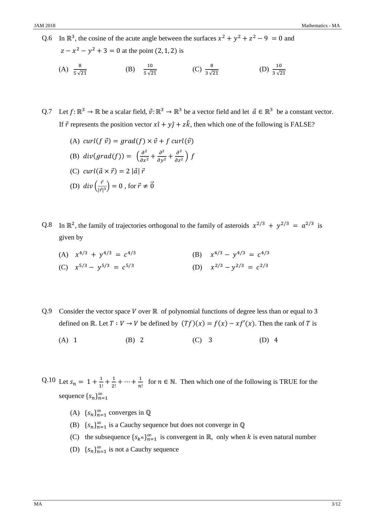 JAM 2018: MA Question Paper - Page 3