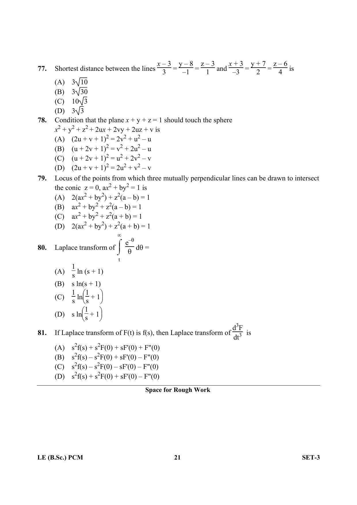 OJEE 2013 LE B.Sc PCM Set 3 Question Paper - Page 20