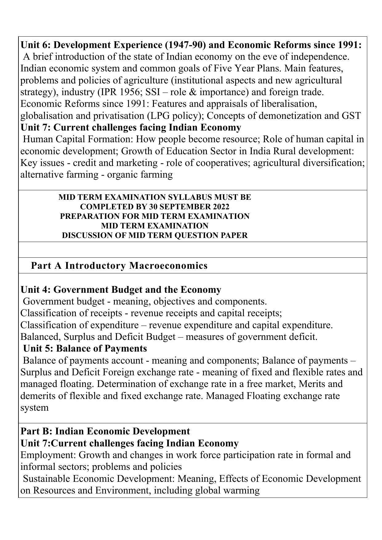 Edudel Class 12 Economics Syllabus - Page 2