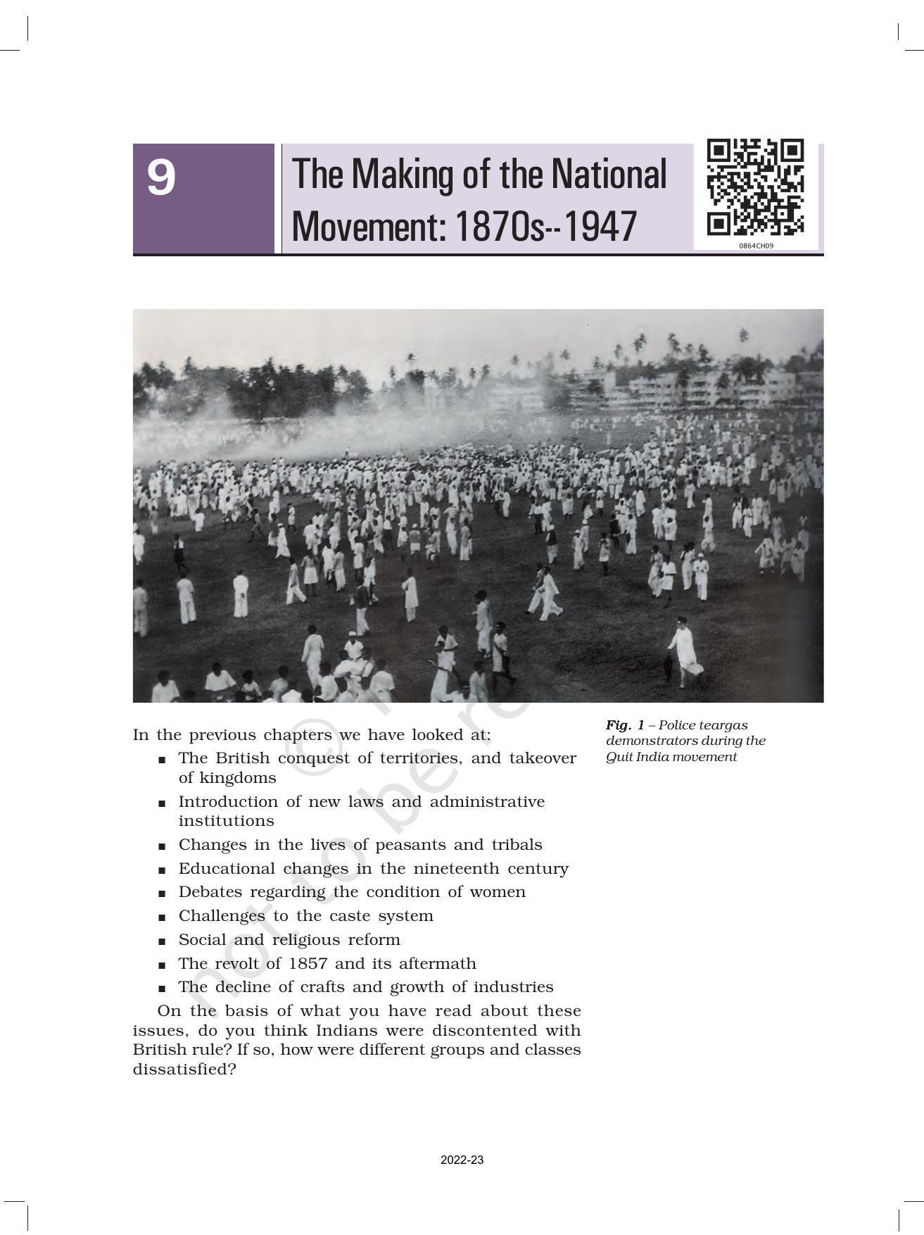 NCERT Book for Class 8 History Chapter 11 The Making of the National Movement: 1870s–1947 - Page 1