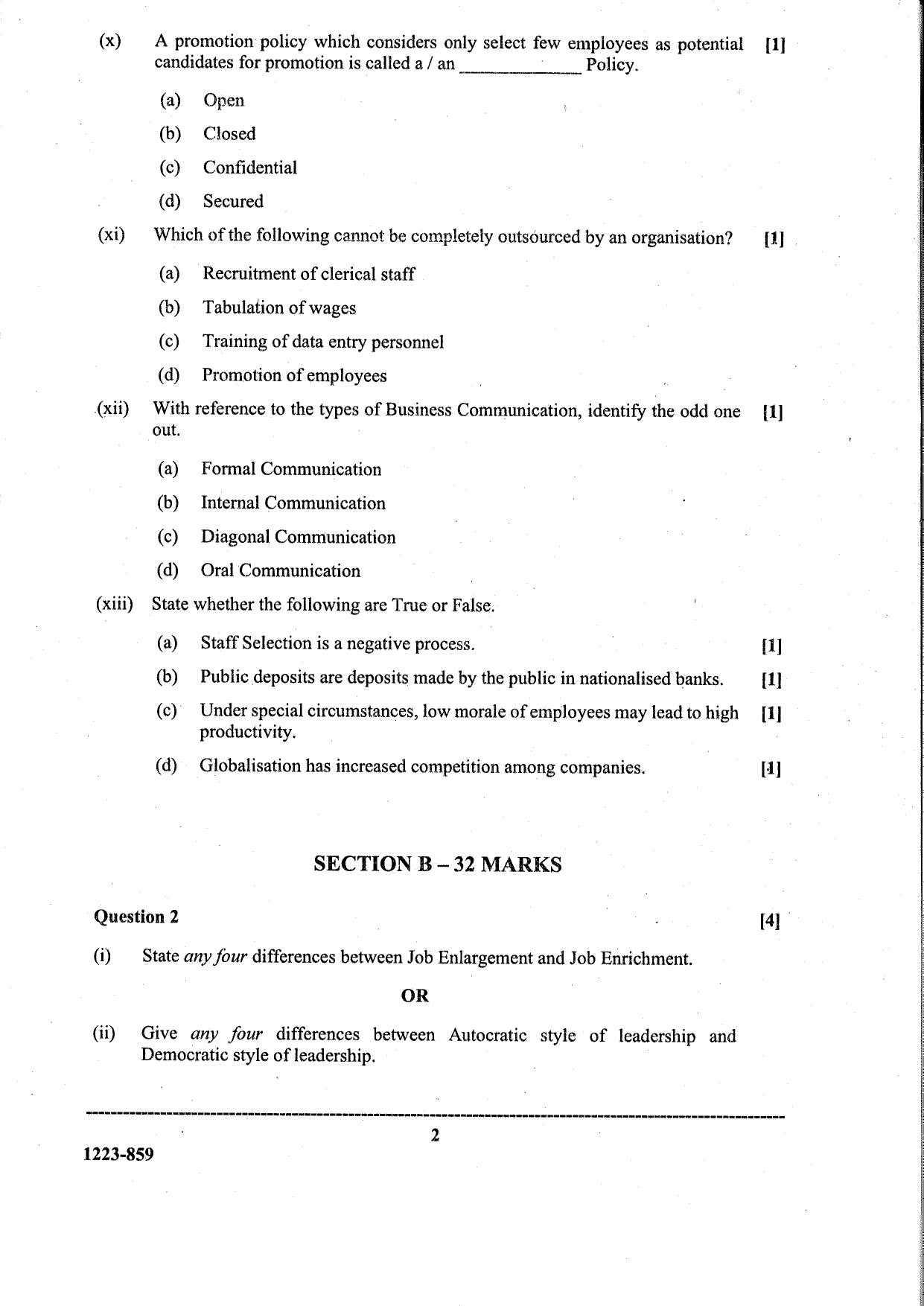 ISC Class 12 Business Studies 2023 Question Paper - Page 2
