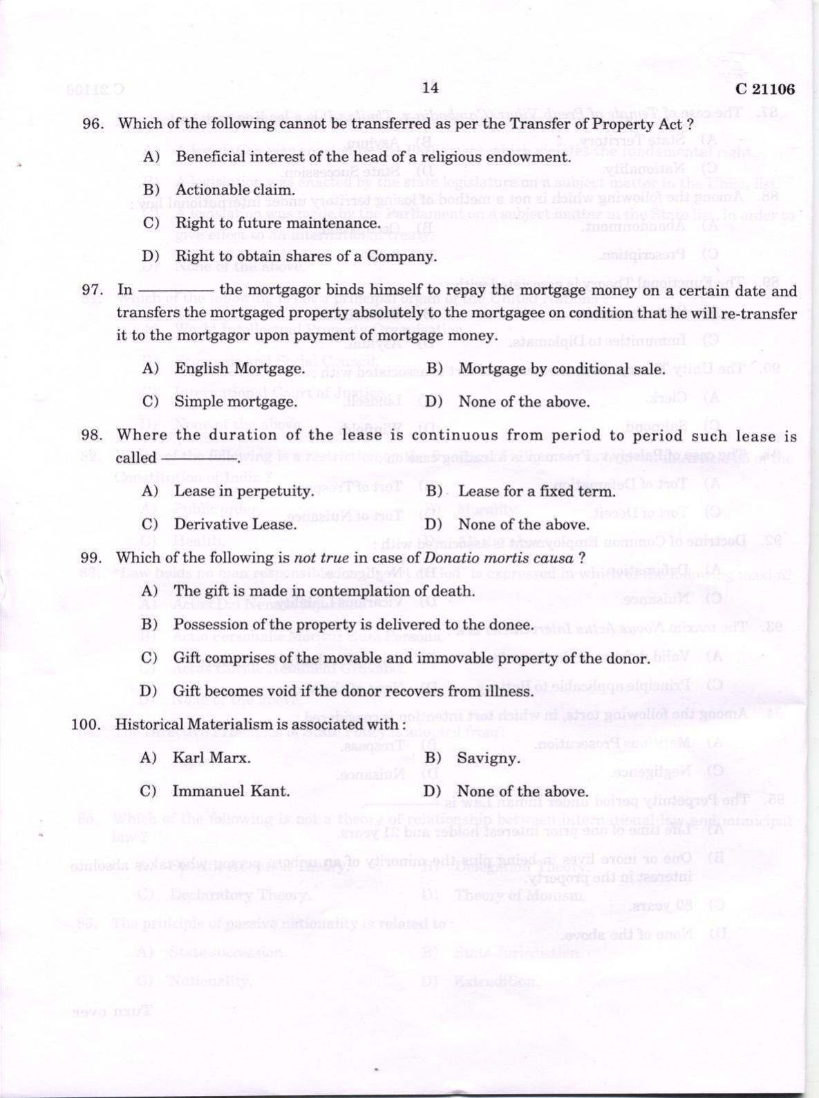 CUCAT 2022 LLM with Double Specialisation Question Paper - Page 13