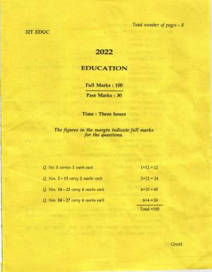 Assam HS 2nd Year Education 2022 Question Paper