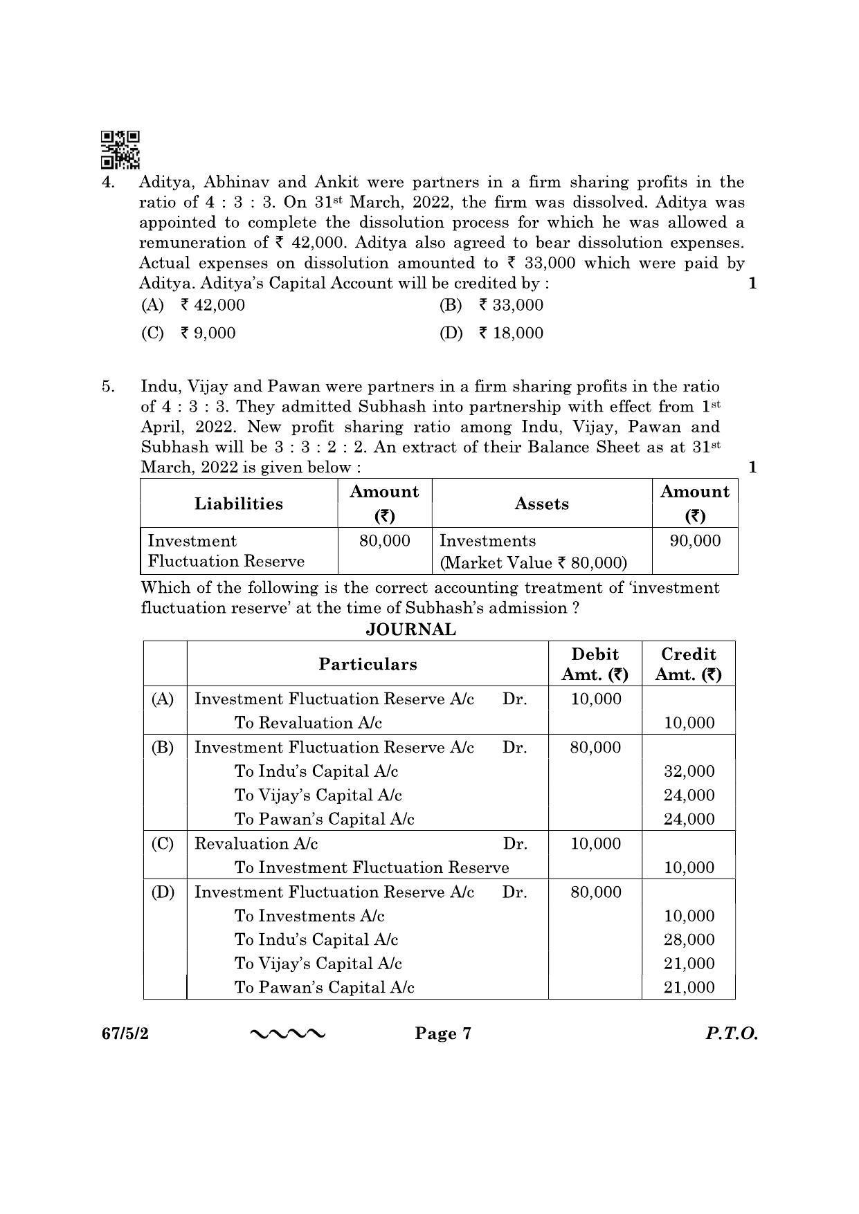 CBSE Class 12 67-5-2 Accountancy 2023 Question Paper - Page 7