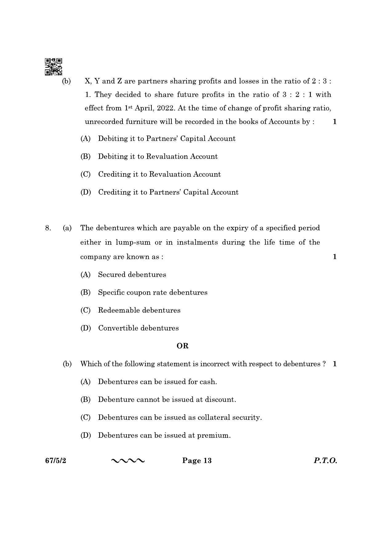 CBSE Class 12 67-5-2 Accountancy 2023 Question Paper - Page 13