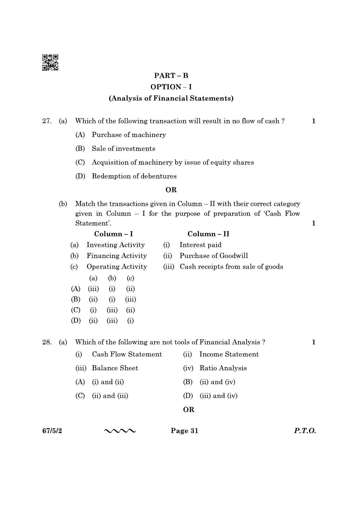 CBSE Class 12 67-5-2 Accountancy 2023 Question Paper - Page 31