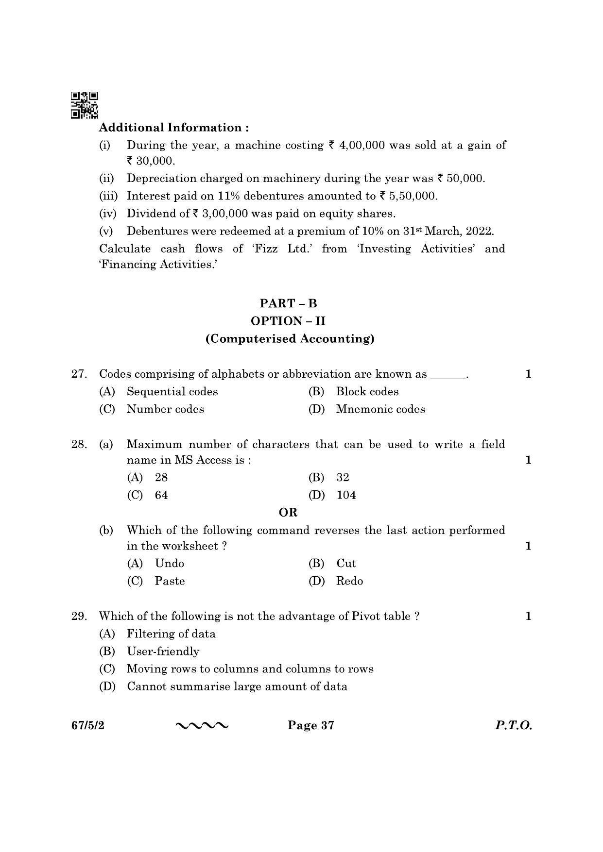 CBSE Class 12 67-5-2 Accountancy 2023 Question Paper - Page 37